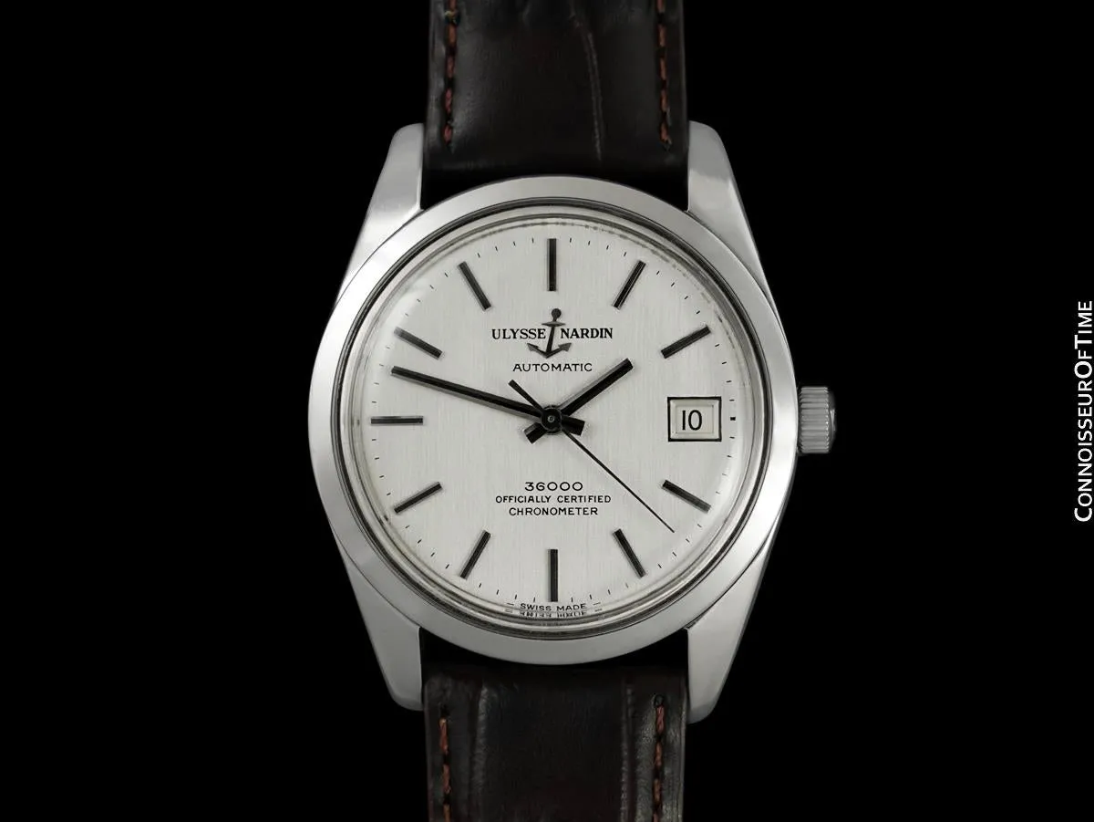 1960's Ulysse Nardin Vintage Mens Large 36,000 BPH Watch, Stainless Steel - Officially Certified Chronometer