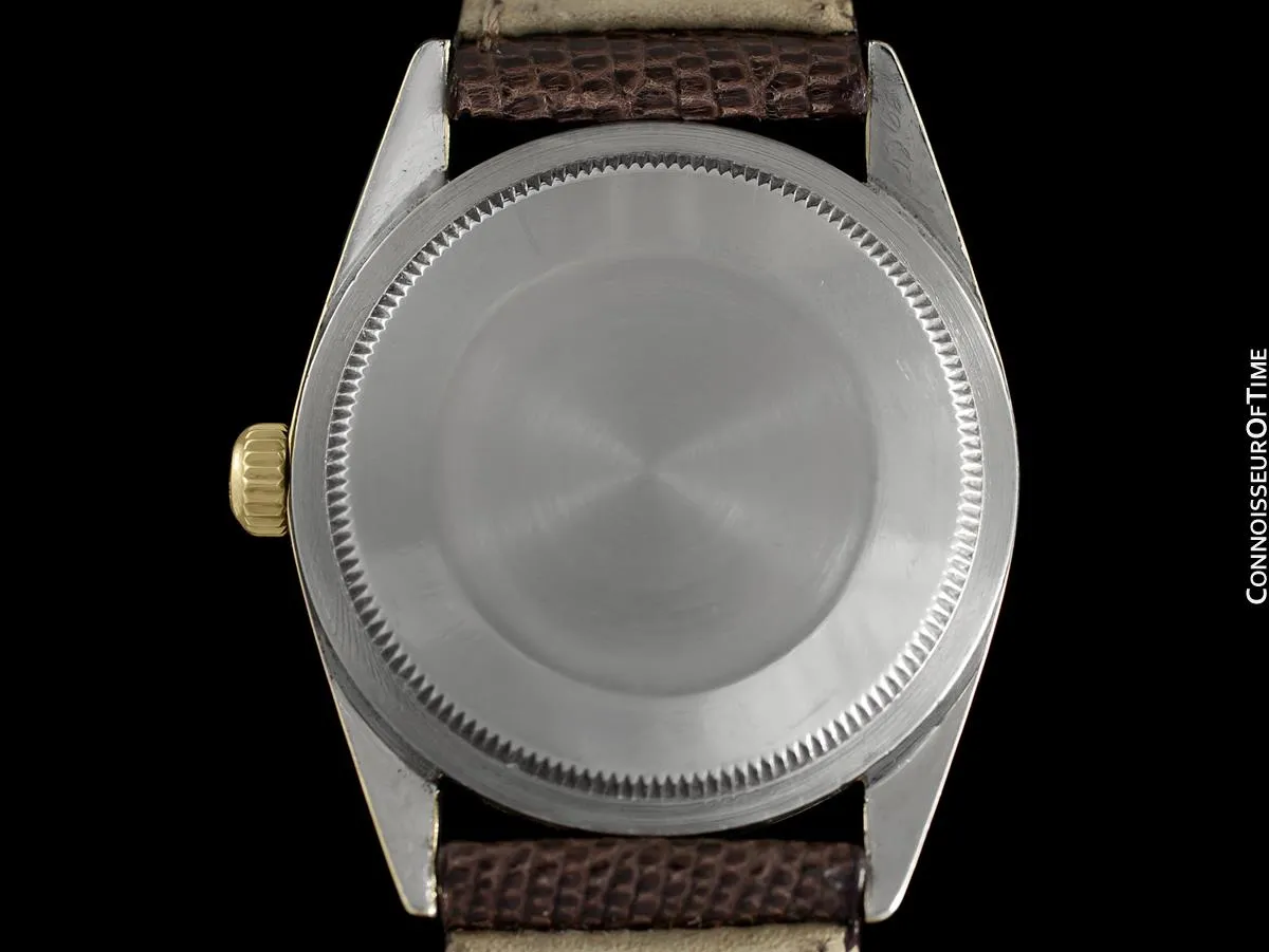 1964 Rolex Oyster Perpetual Vintage Mens Gold Shell Watch with Rare Underline Dial - 14K Gold & Stainless Steel - Papers