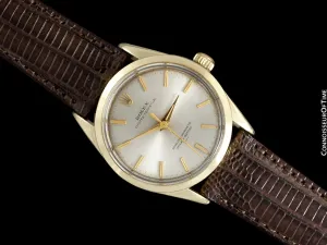 1964 Rolex Oyster Perpetual Vintage Mens Gold Shell Watch with Rare Underline Dial - 14K Gold & Stainless Steel - Papers