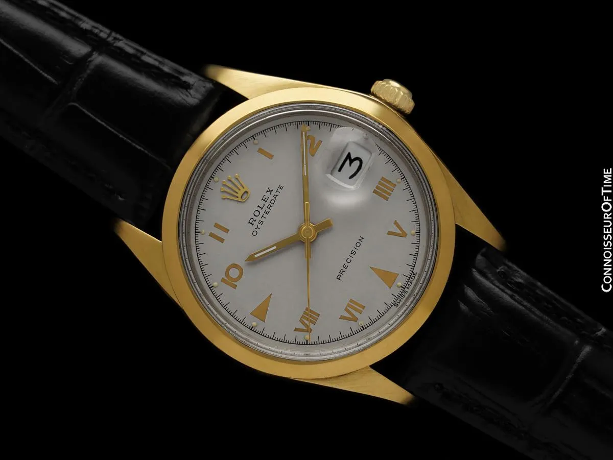 1969 Rolex Oysterdate Mens Vintage Ref. 6694 Date Watch - 18K Gold Plated & Stainless Steel