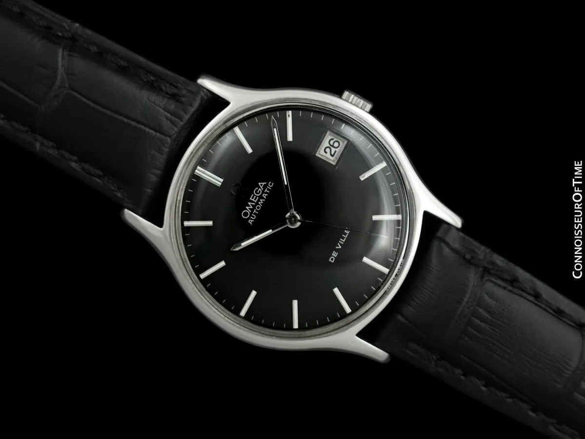 1970 Omega De Ville Vintage Mens Automatic Black Dial Watch - Stainless Steel