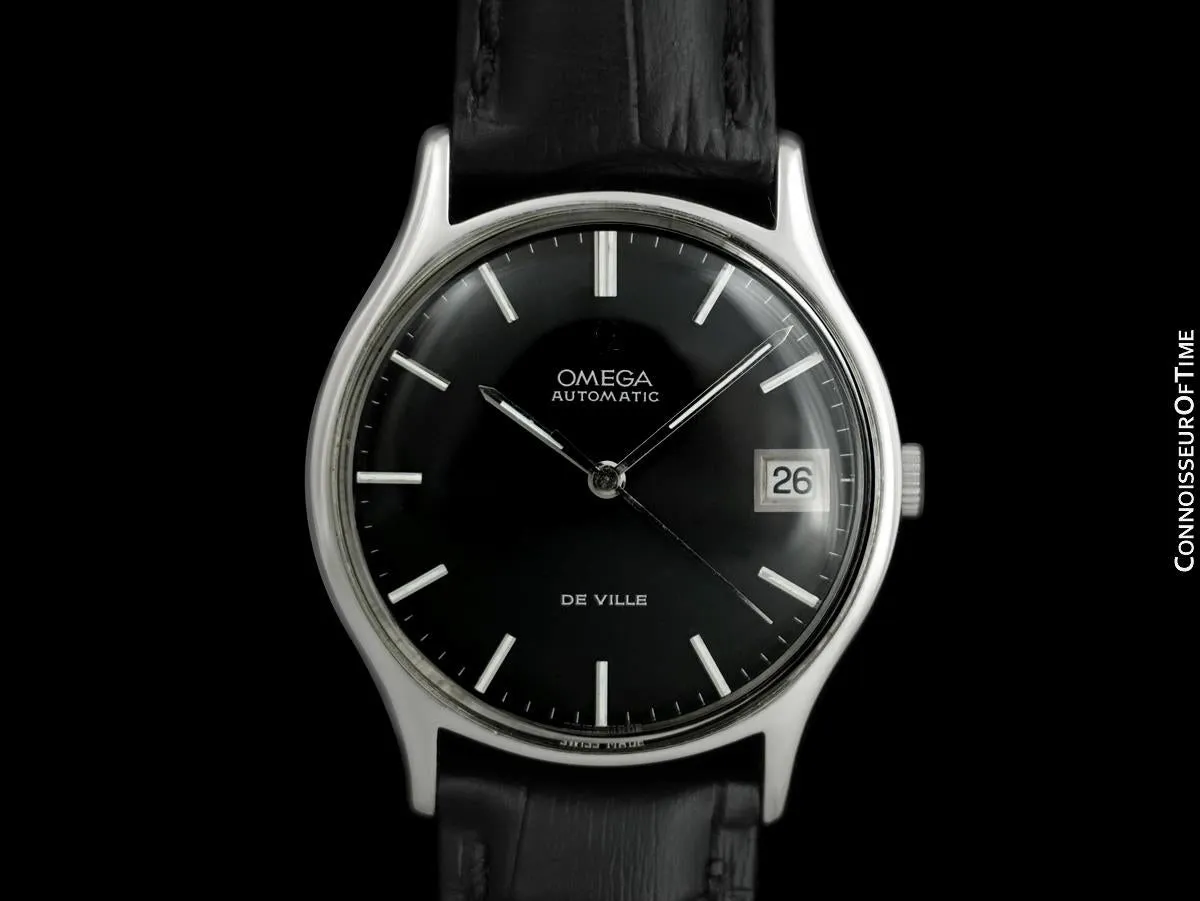 1970 Omega De Ville Vintage Mens Automatic Black Dial Watch - Stainless Steel