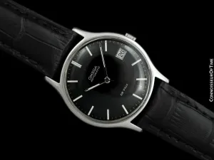 1970 Omega De Ville Vintage Mens Automatic Black Dial Watch - Stainless Steel