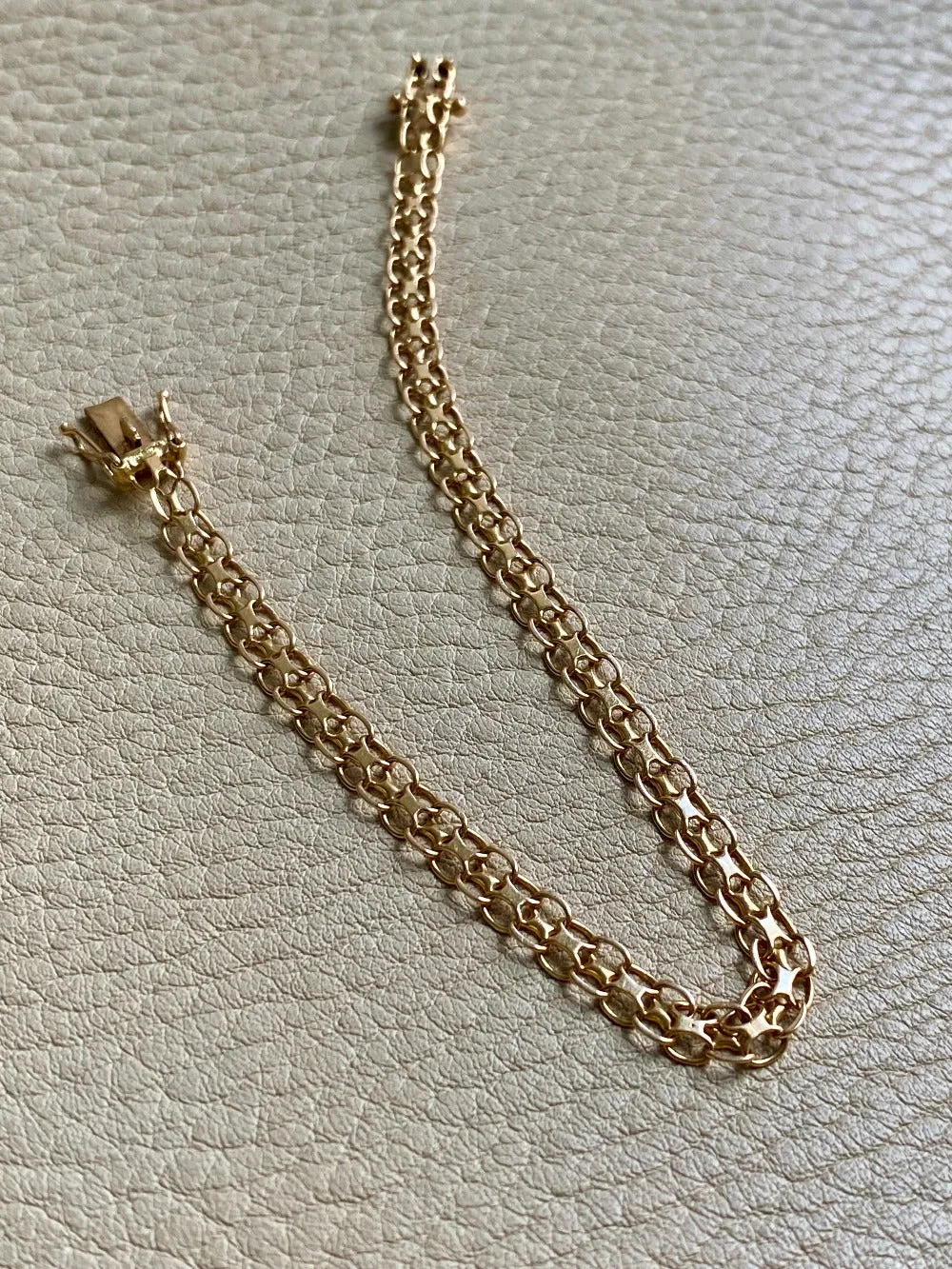 1970 Vintage 18k gold slim x-link bracelet - 7.5 inch length