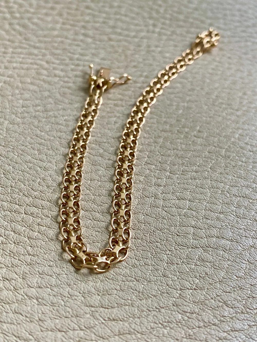 1970 Vintage 18k gold slim x-link bracelet - 7.5 inch length