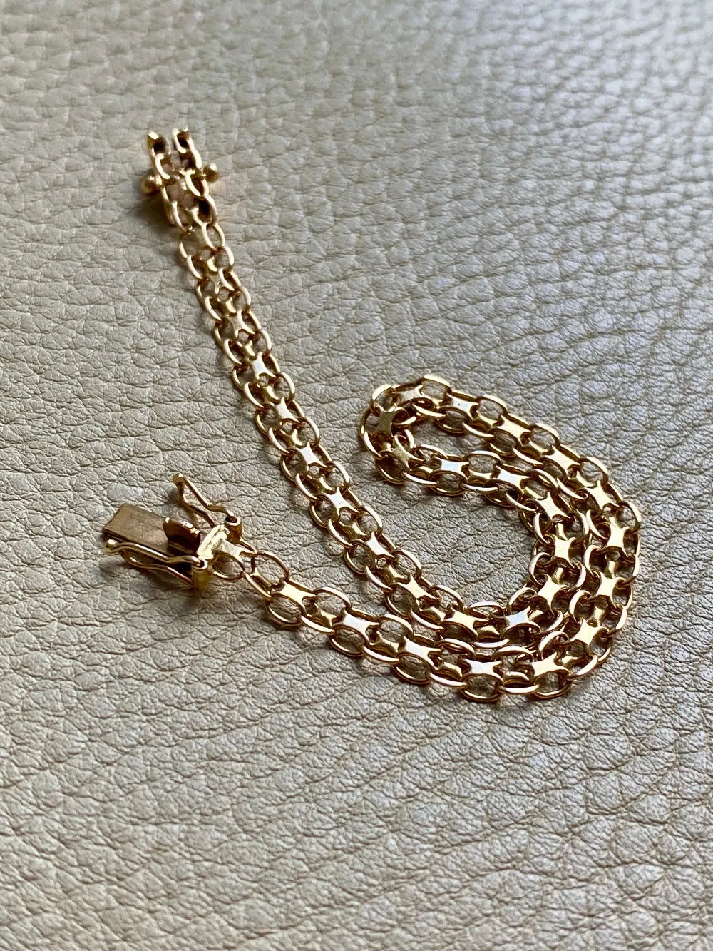 1970 Vintage 18k gold slim x-link bracelet - 7.5 inch length