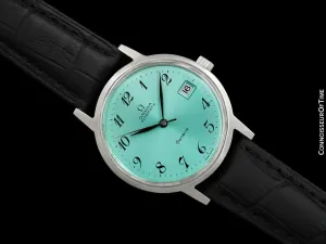 1974 Omega Geneve Vintage Mens Automatic Watch with Tiffany Blue Dial - Stainless Steel