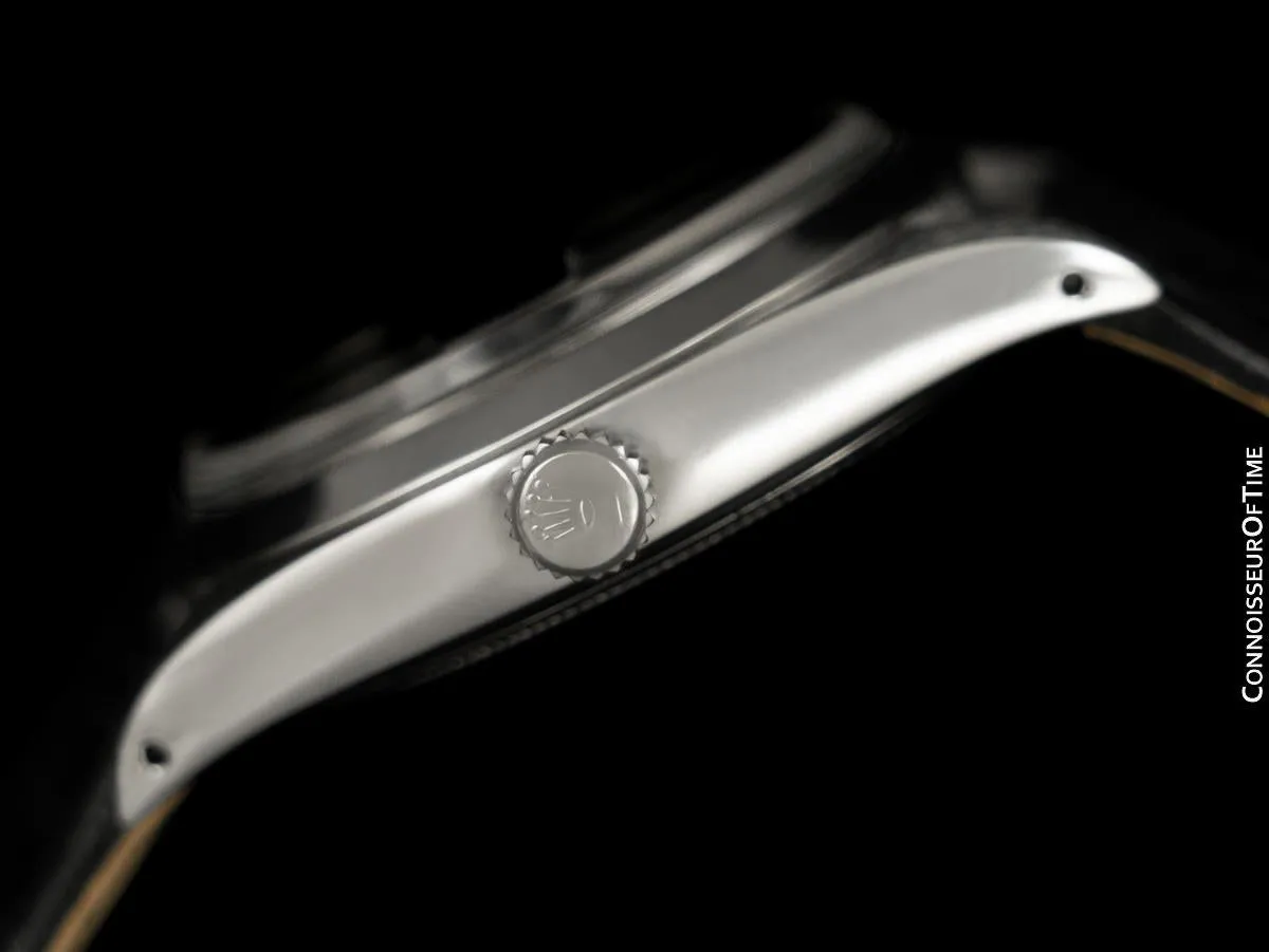 1974 Rolex Oysterdate Mens Vintage Ref. 6694 Date Watch with Black Dial - Stainless Steel & Diamonds