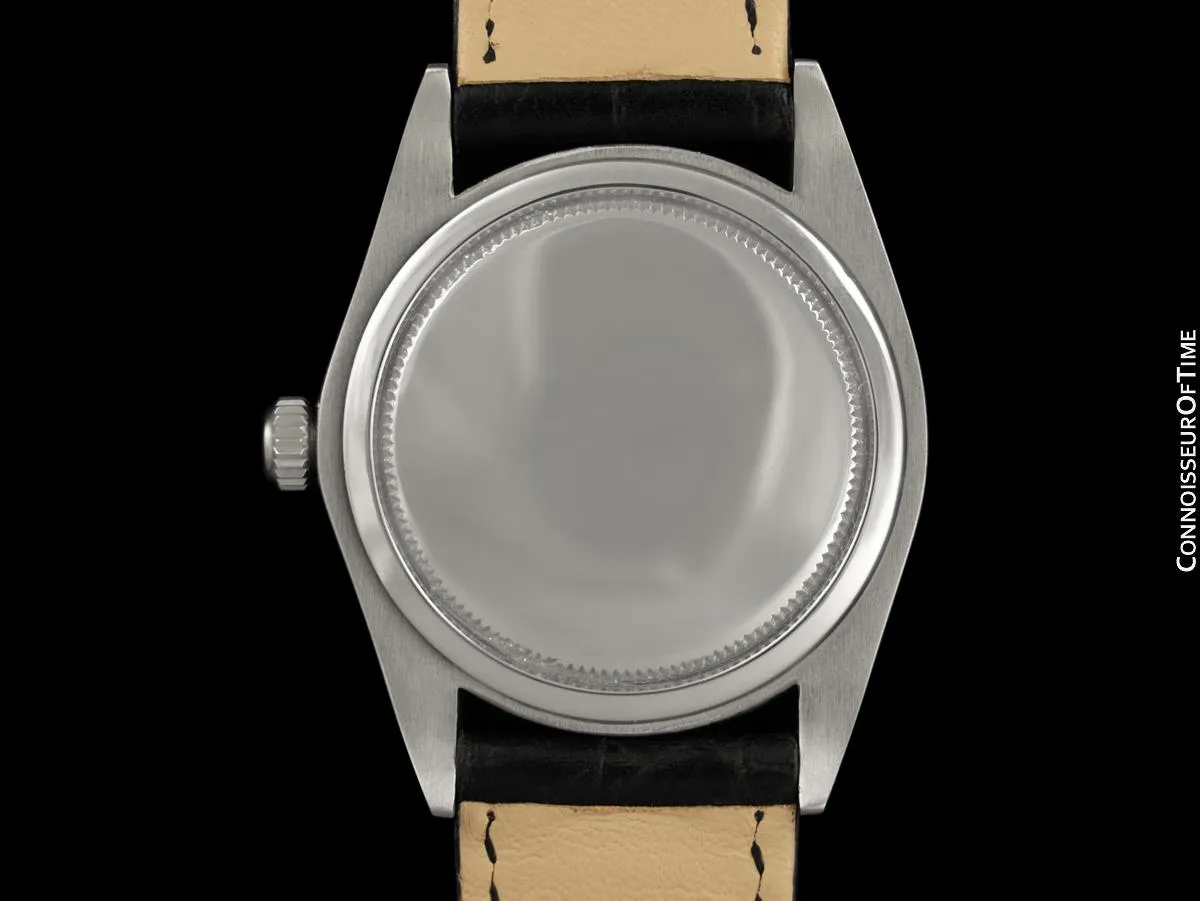 1974 Rolex Oysterdate Mens Vintage Ref. 6694 Date Watch with Black Dial - Stainless Steel & Diamonds