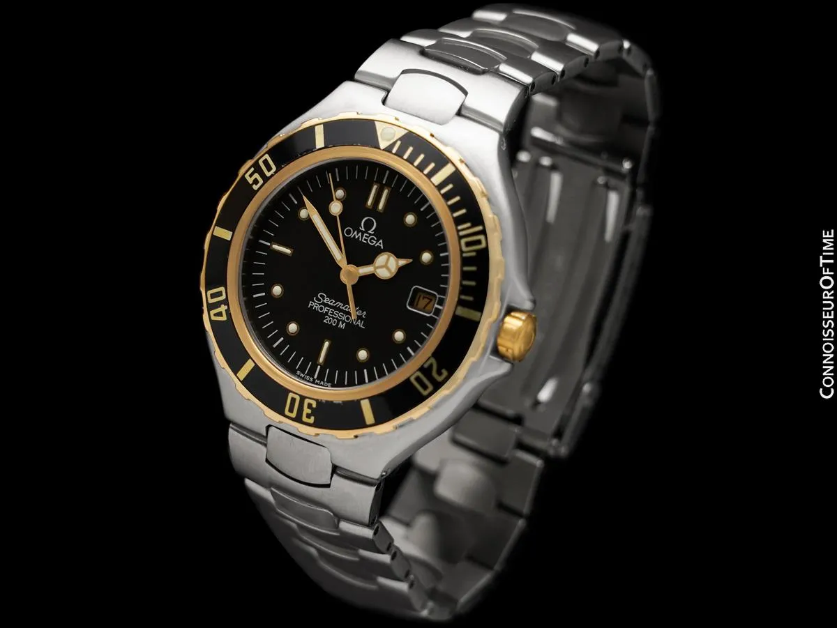 1990's Omega Seamaster 200M Pre-Bond Dive Watch, Date - Stainless Steel & 18K Gold