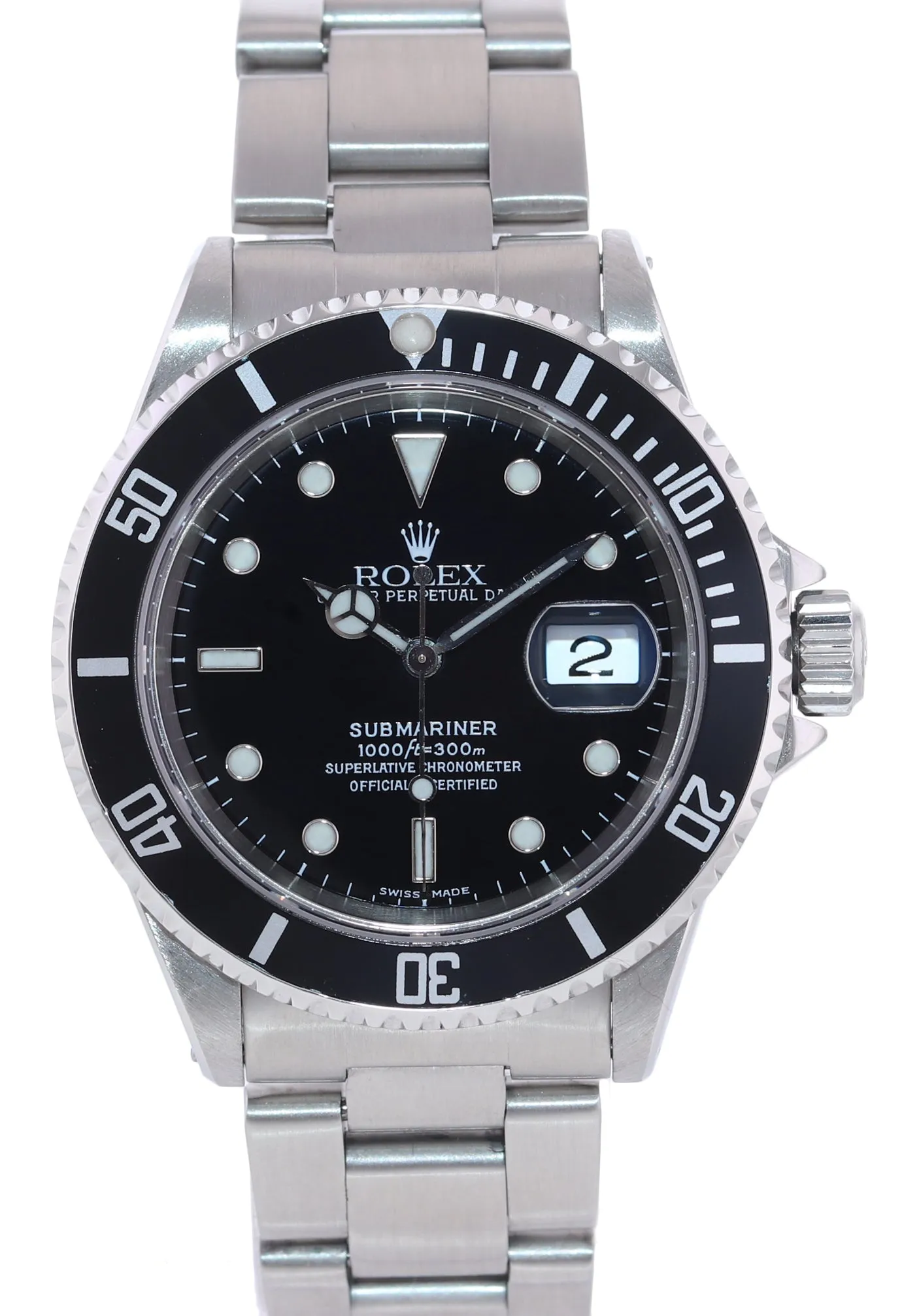 1999 Rolex Submariner Date 16610 Steel Black Dial 40mm Oyster Dive Watch Box