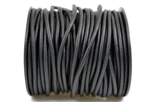 1mm Natural Black Matte Finish Leather Cord - Round - Premium Quality - Indian Leather