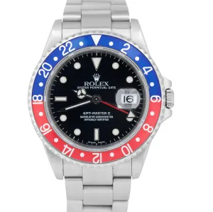 2002 Rolex GMT-Master 40mm PEPSI Blue / Red Bezel Stainless Steel Watch 16710