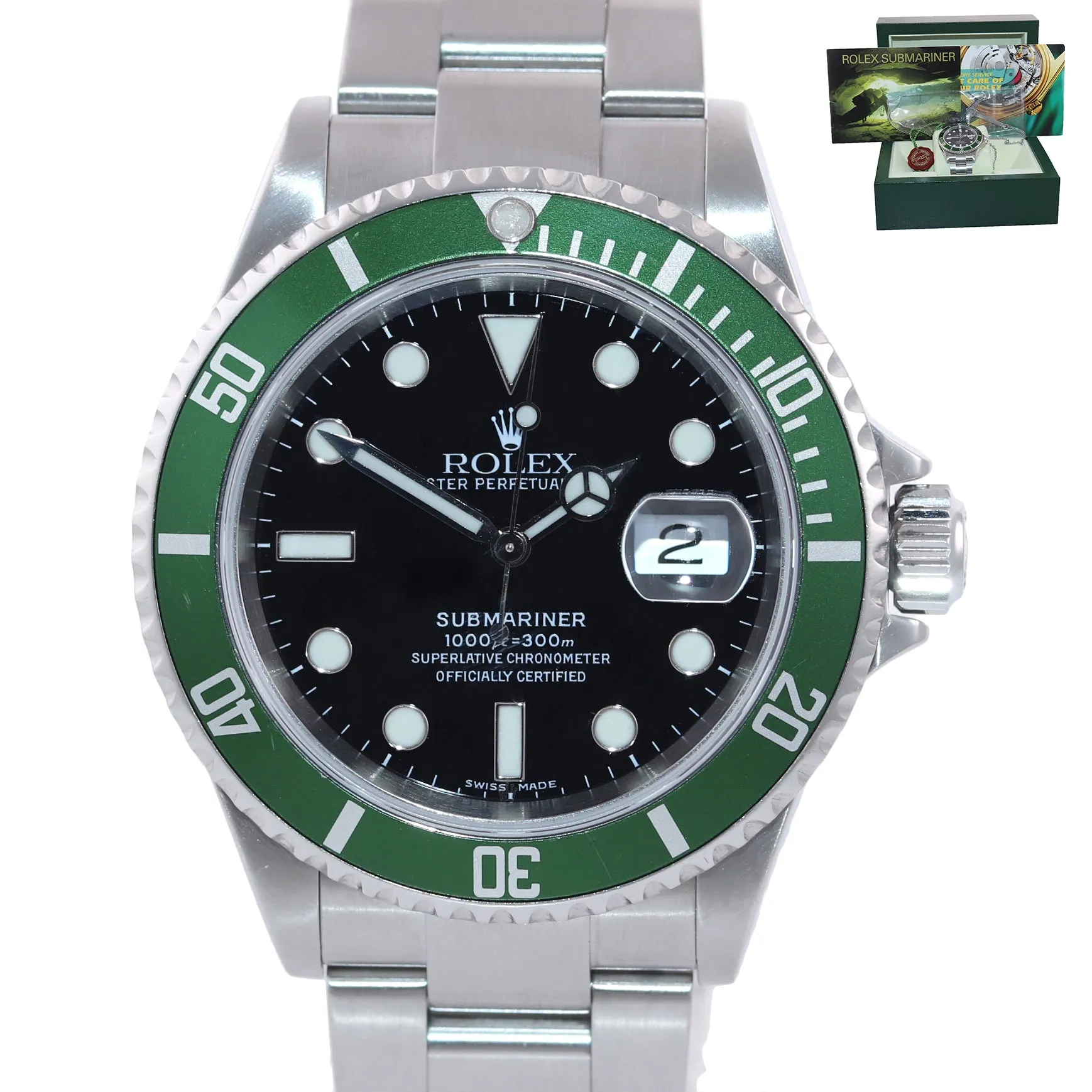 2006 MINT Rolex Submariner 16610 Kermit Green Submariner 40mm 16610LV Watch Box