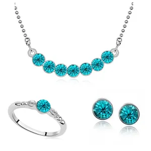 2015 Wholesale Fashion austria crystal Imitation White Full Of Crystal Necklace Earring Ring Jewelry Sets For Women