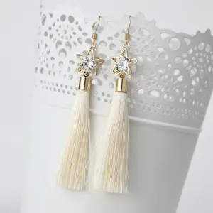 2016 Fashion Bohemian Vintage Earrings Hollow Out Pentagram Rhinestone Drop Long Tassel Earrings  Jewelry For Women  ED157