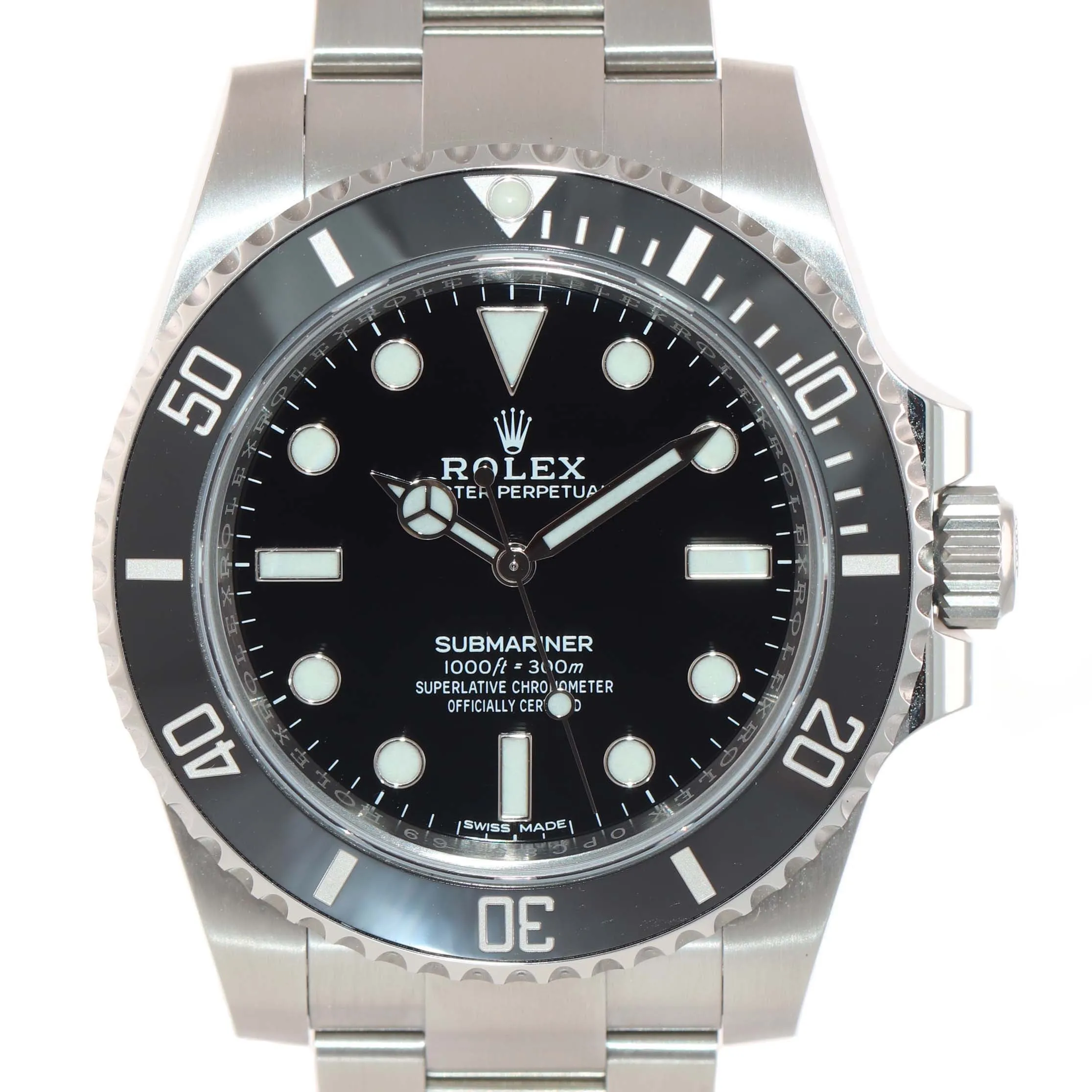 2016 PAPERS Rolex Submariner No-Date 114060 Steel Black Ceramic Watch Box