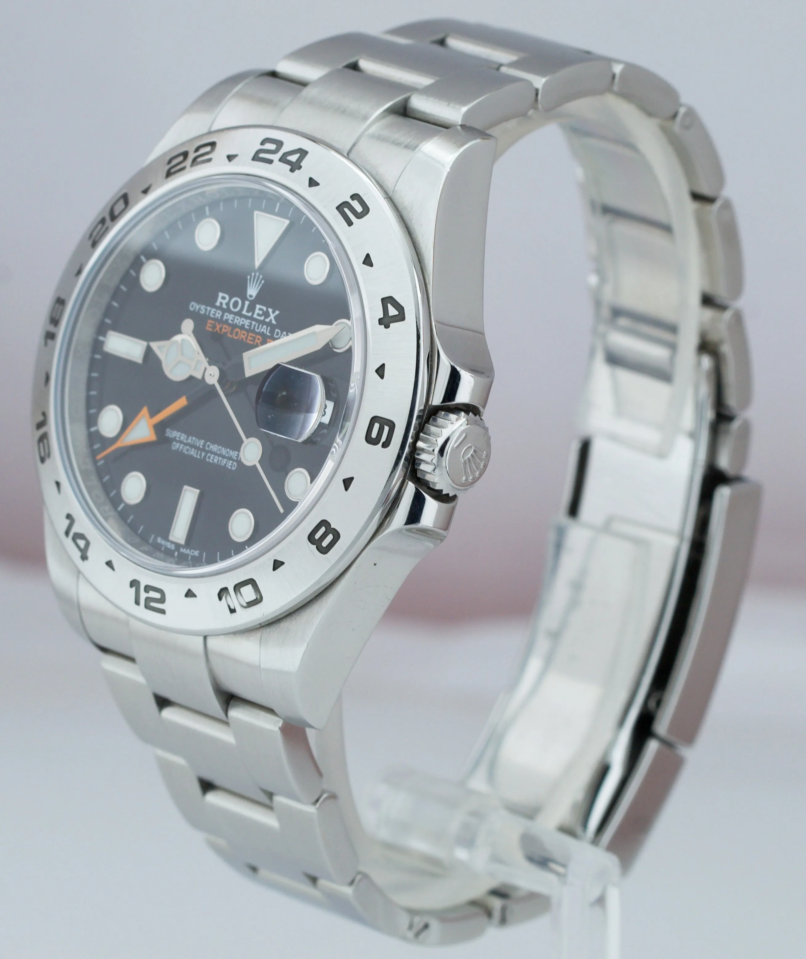 2016 Rolex Explorer II 42mm Black Orange Stainless Steel GMT Date Watch 216570