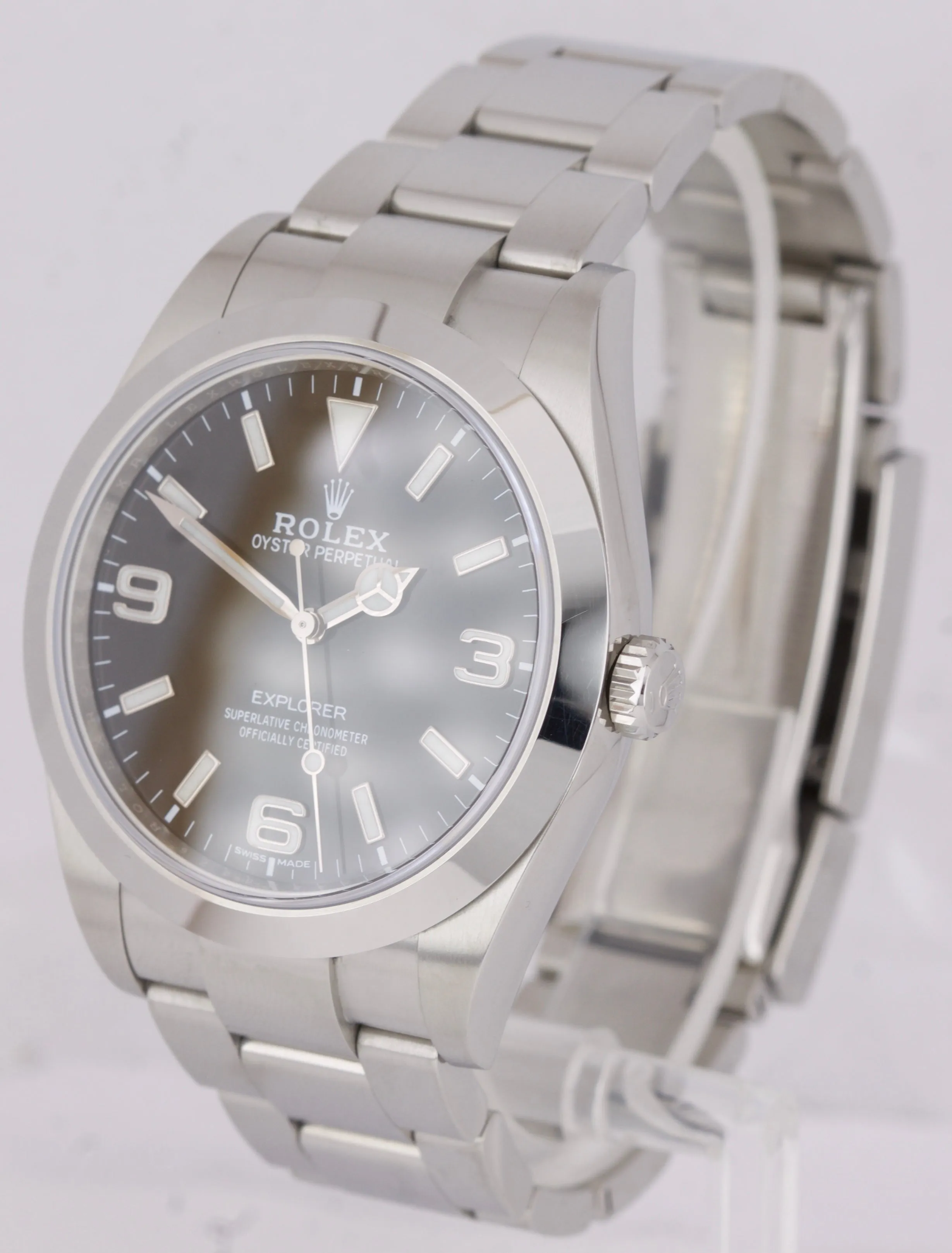 2018 Rolex Explorer I Black 3-6-9 FULL LUME 39mm 214270 Stainless Steel Watch BP
