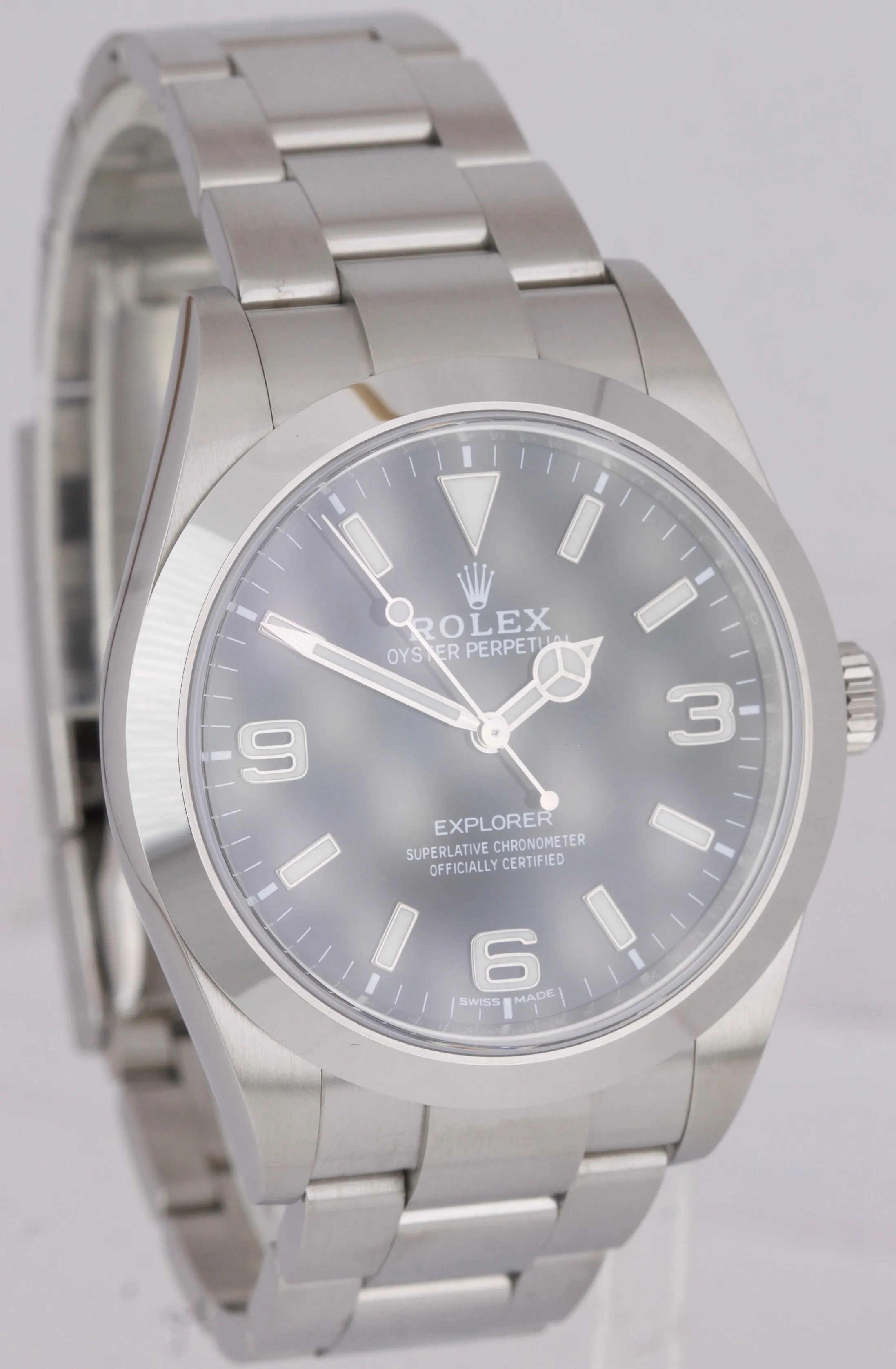 2018 Rolex Explorer I Black 3-6-9 FULL LUME 39mm 214270 Stainless Steel Watch BP
