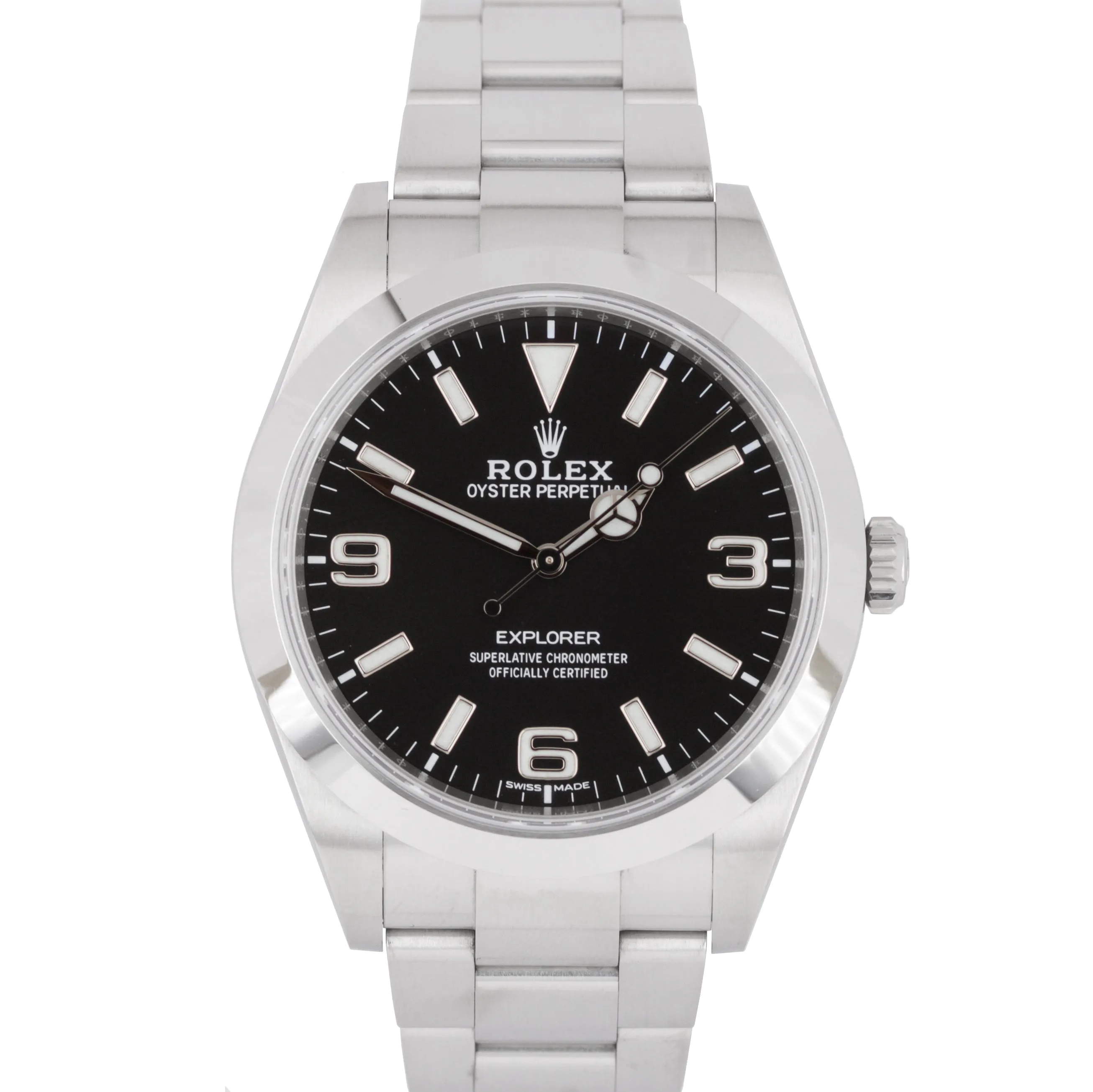 2018 Rolex Explorer I Black 3-6-9 FULL LUME 39mm 214270 Stainless Steel Watch BP