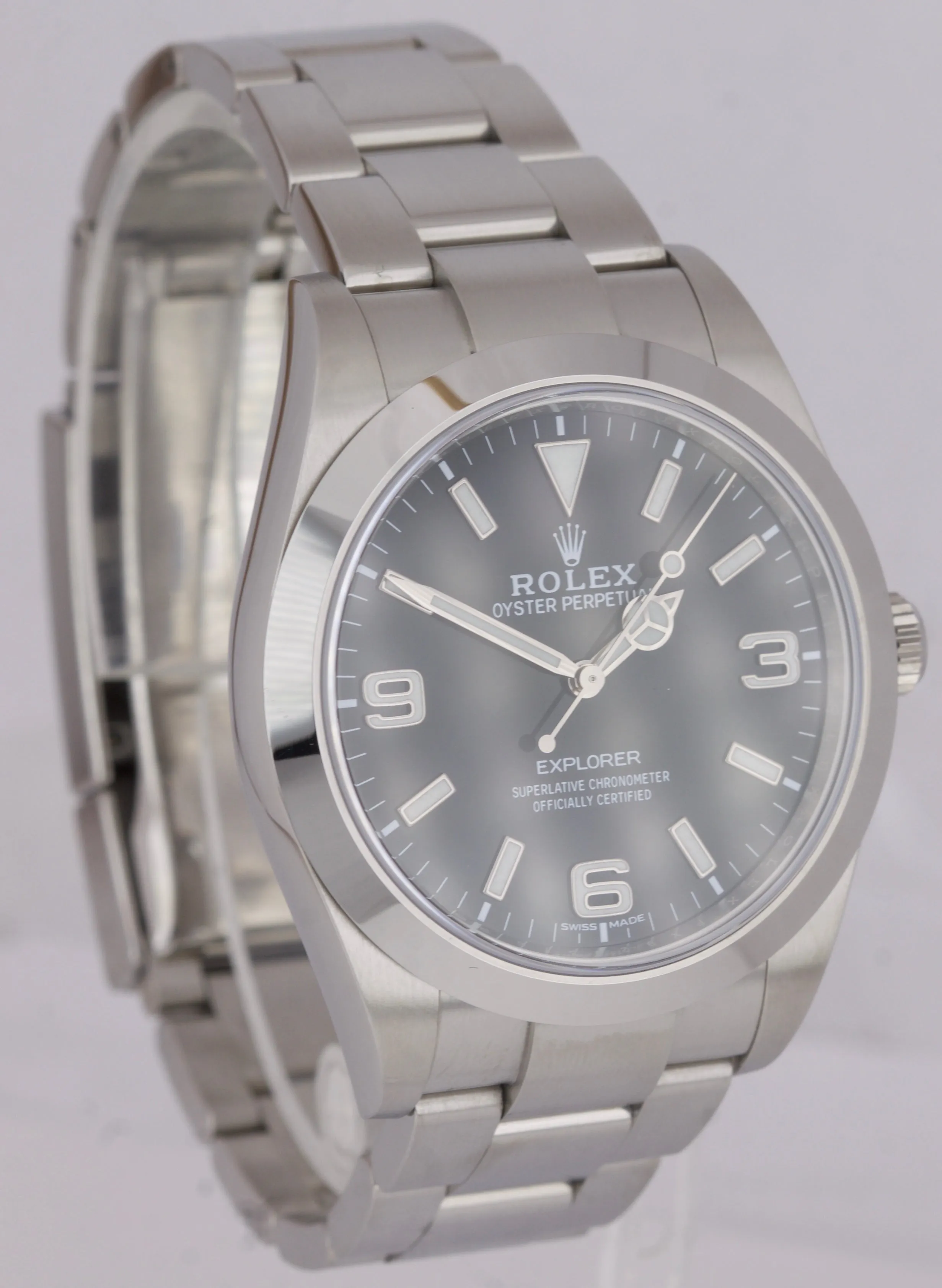 2018 Rolex Explorer I Black 3-6-9 FULL LUME 39mm 214270 Stainless Steel Watch BP