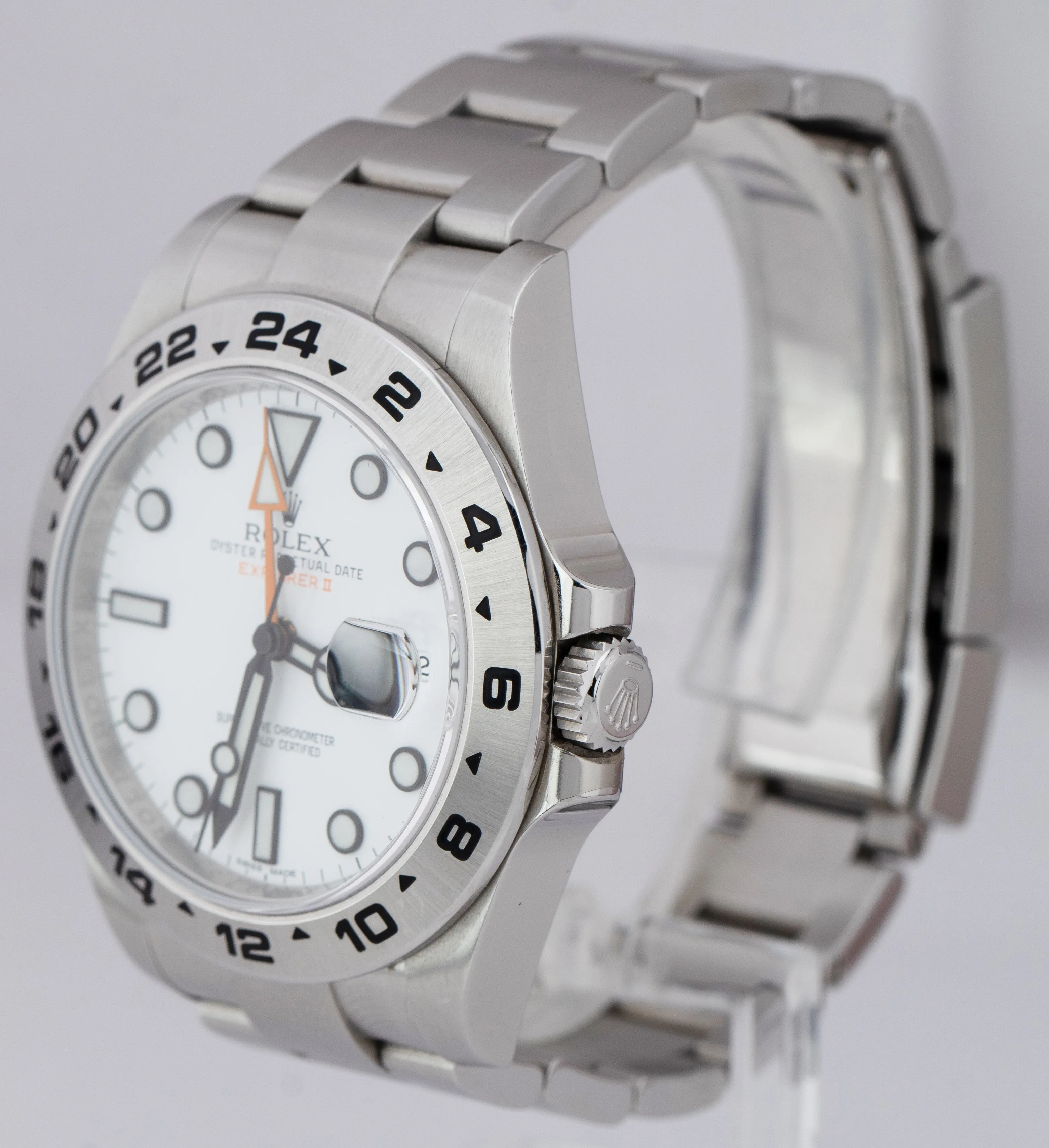 2019 Rolex Explorer II 42mm Polar White Orange Stainless Steel Watch 216570 B P