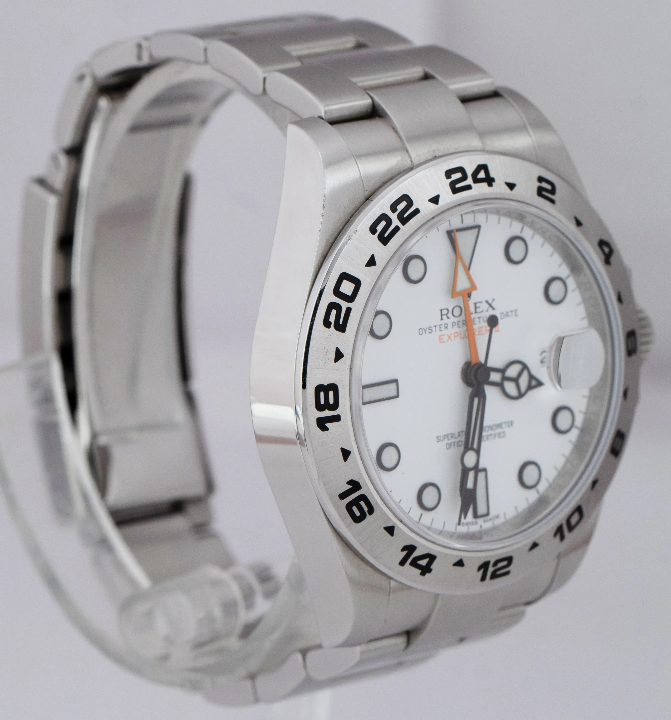 2019 Rolex Explorer II 42mm Polar White Orange Stainless Steel Watch 216570 B P