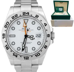 2019 Rolex Explorer II 42mm Polar White Orange Stainless Steel Watch 216570 B P