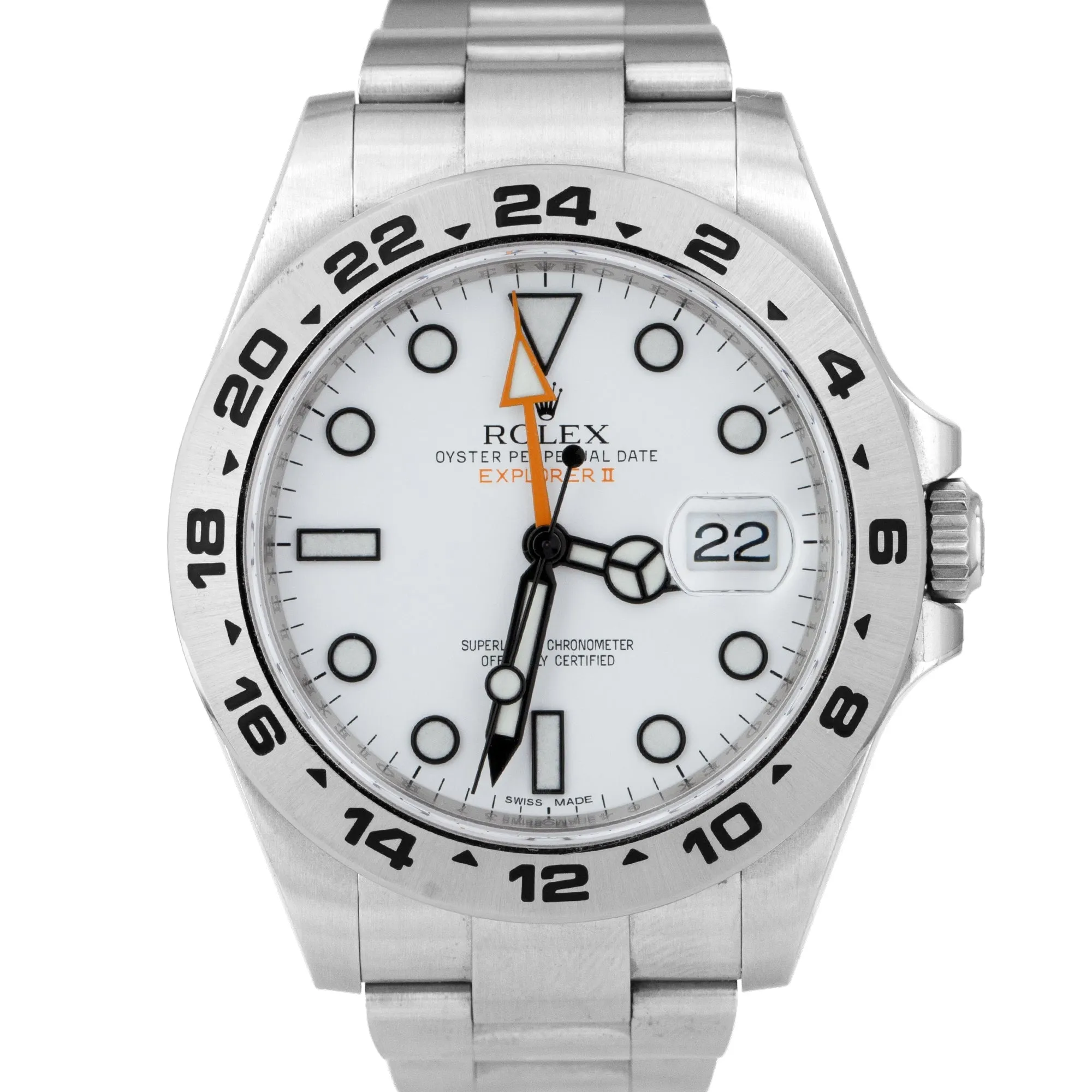 2019 Rolex Explorer II 42mm Polar White Orange Stainless Steel Watch 216570 B P