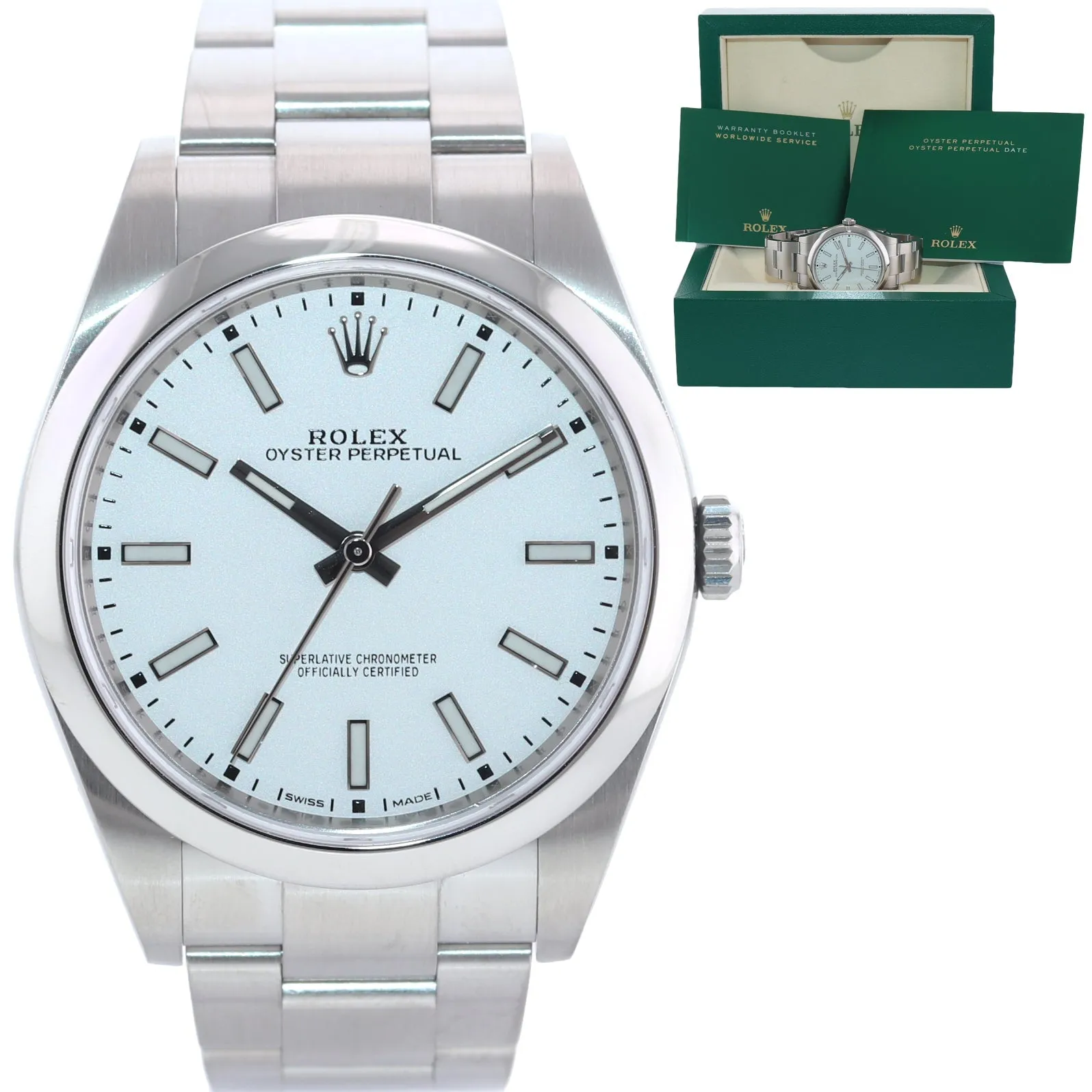 2019 Rolex Oyster Perpetual Steel 39mm White Dial 114300 Watch Box