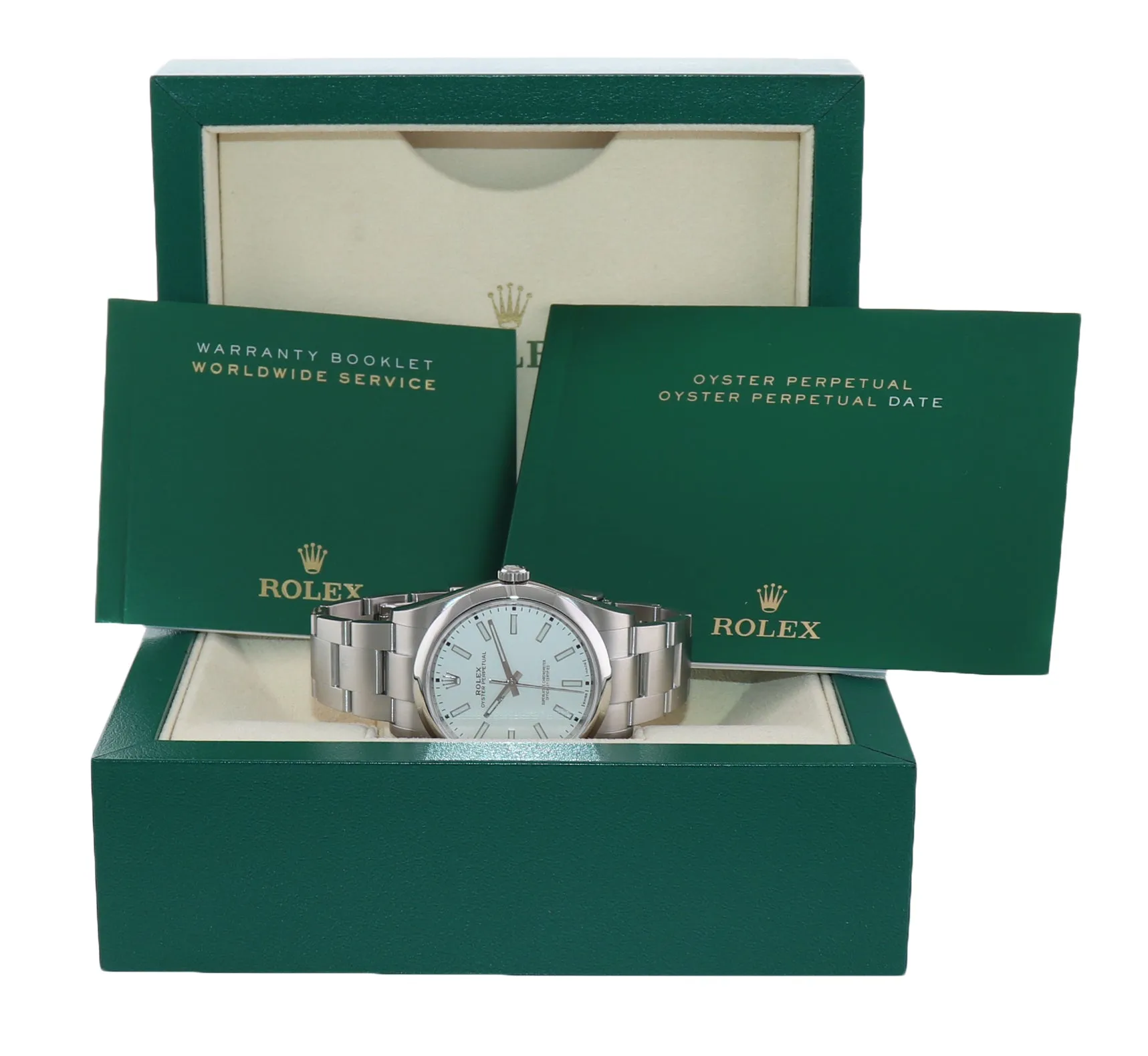 2019 Rolex Oyster Perpetual Steel 39mm White Dial 114300 Watch Box