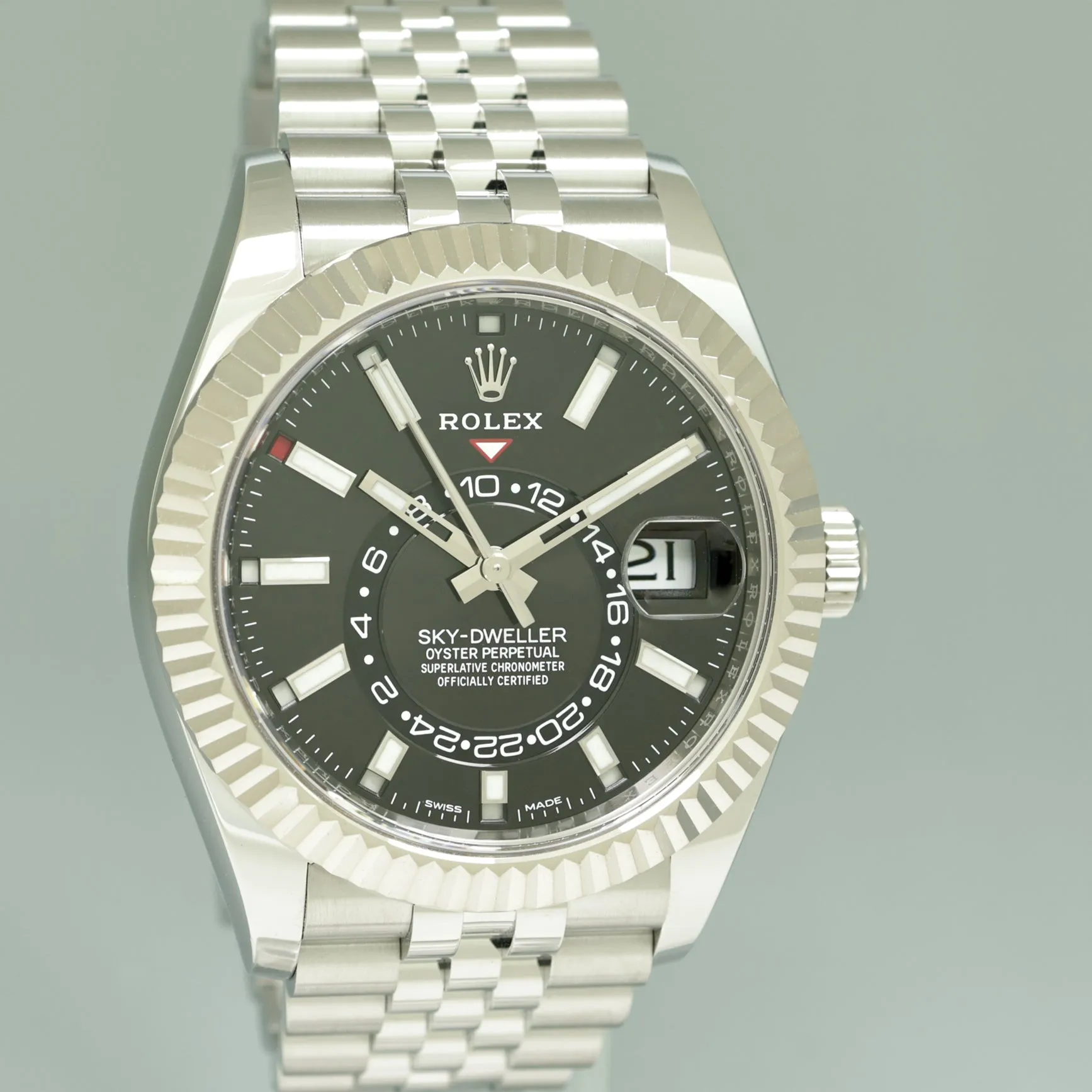 2022 NEW Rolex Sky-Dweller Steel White Gold Black Jubilee 326934 42mm Watch Box