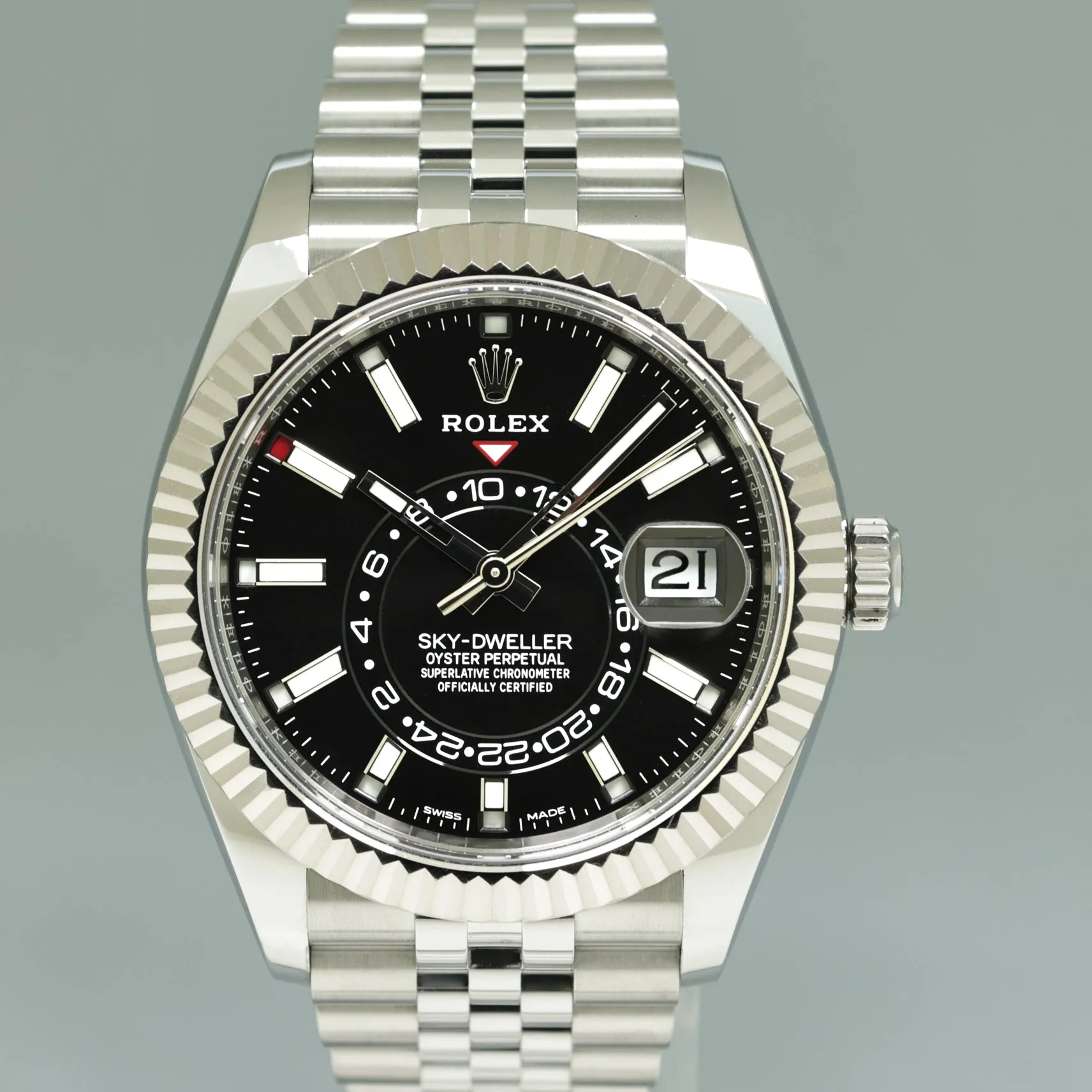 2022 NEW Rolex Sky-Dweller Steel White Gold Black Jubilee 326934 42mm Watch Box
