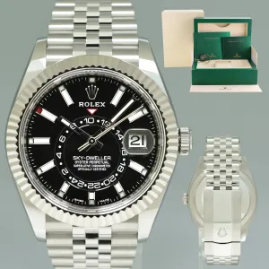 2022 NEW Rolex Sky-Dweller Steel White Gold Black Jubilee 326934 42mm Watch Box
