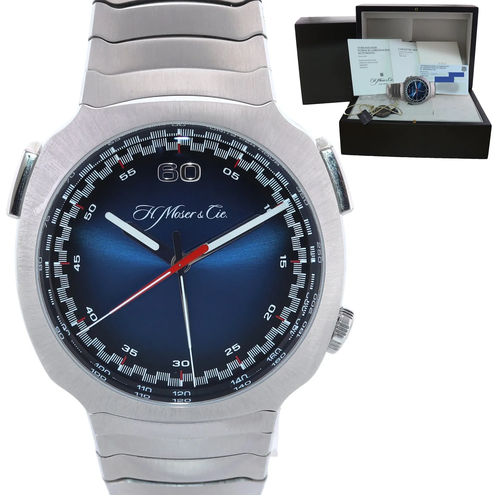 2022 PAPERS H. Moser & Cie. Flyback Streamliner Chrono 42mm Blue 6902-1201 Watch