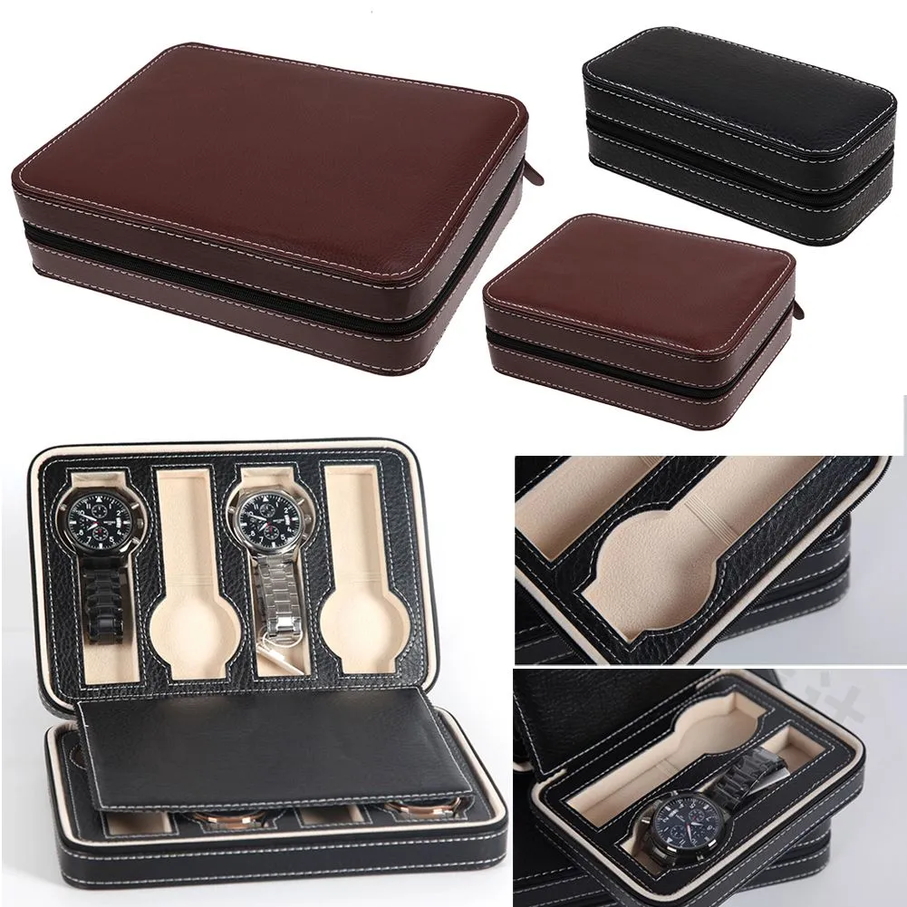 2/4/8 Grids Travel Watch Box Superior PU Leather Storage Case Organizer