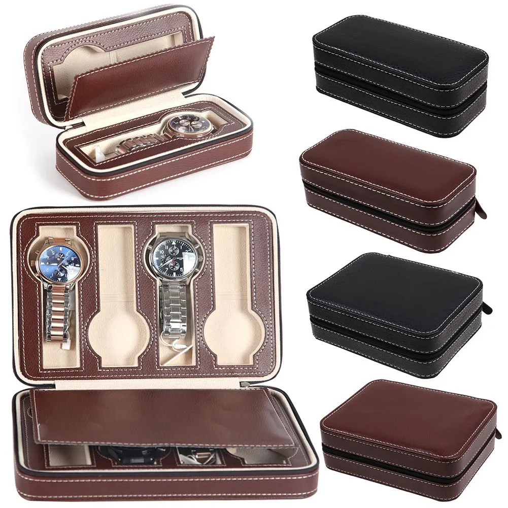 2/4/8 Grids Travel Watch Box Superior PU Leather Storage Case Organizer