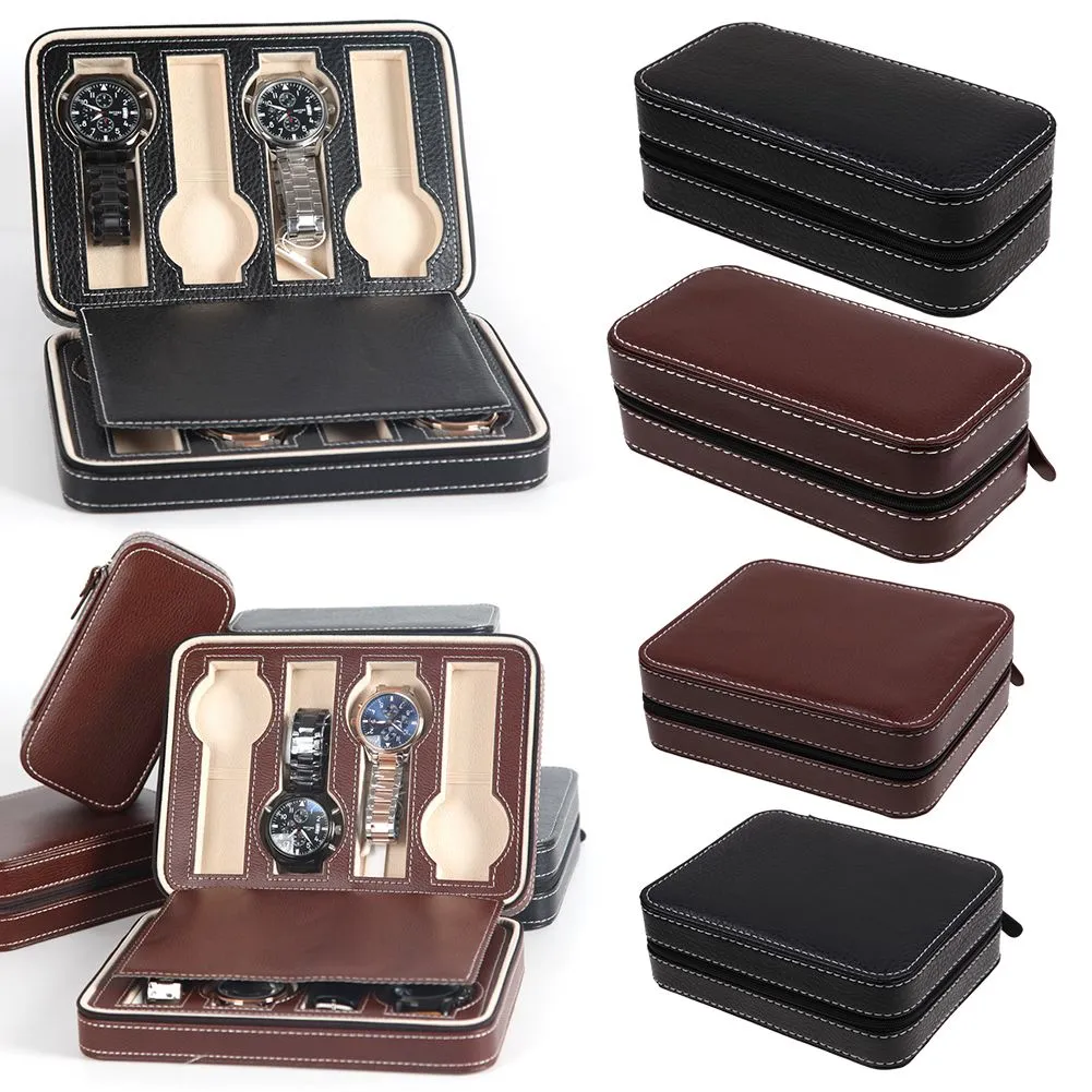 2/4/8 Grids Travel Watch Box Superior PU Leather Storage Case Organizer