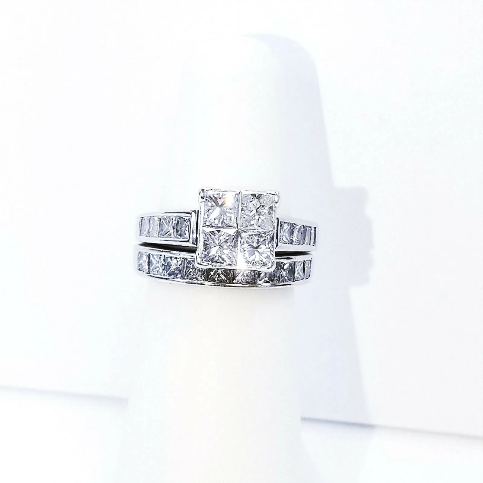 2.50 CT 14K White Gold G-H SI1 Natural Princess Cut Diamond Ring Size 4.5