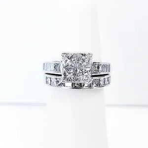 2.50 CT 14K White Gold G-H SI1 Natural Princess Cut Diamond Ring Size 4.5