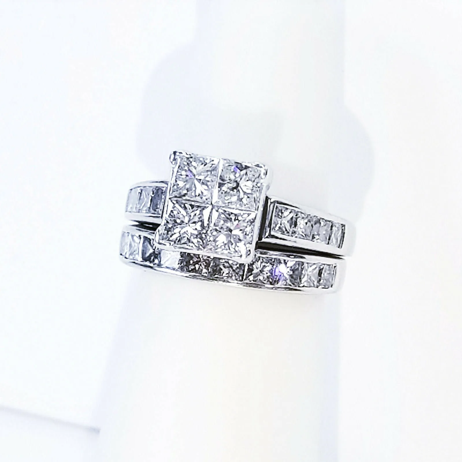 2.50 CT 14K White Gold G-H SI1 Natural Princess Cut Diamond Ring Size 4.5