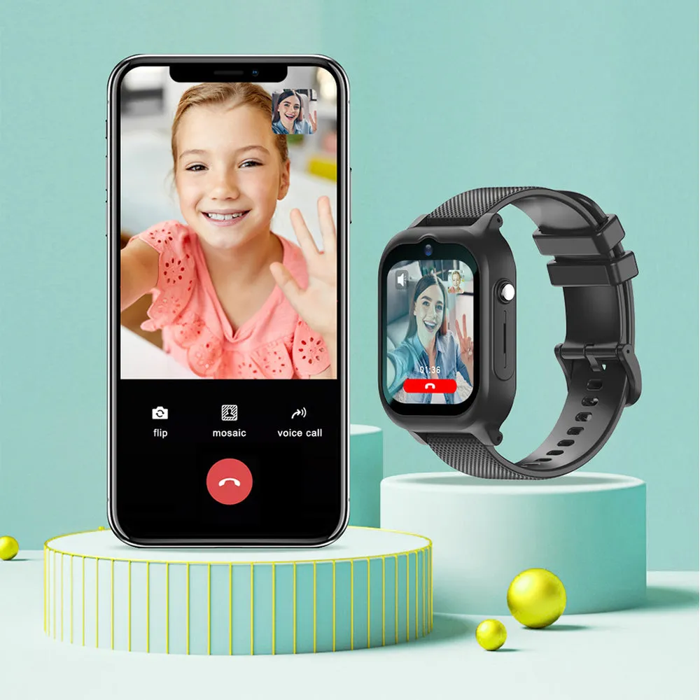 4G Network Kids Smart Watch GPS Positioning Video Call SOS Smartwatch Camera Voice Chat Phone Watch Black