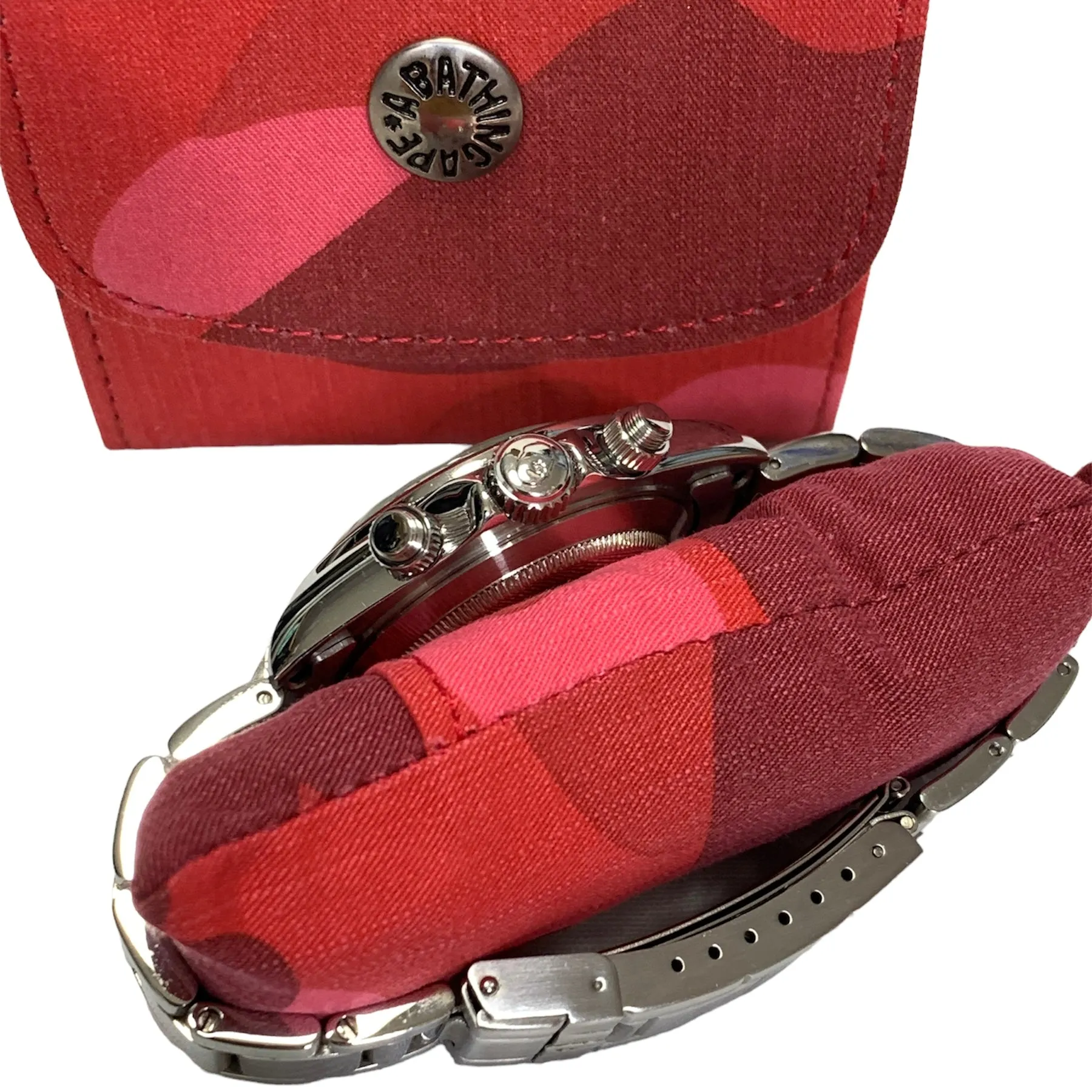A Bathing Ape Bape Camo Type 3 Daytona Automatic Bapex Watch Red