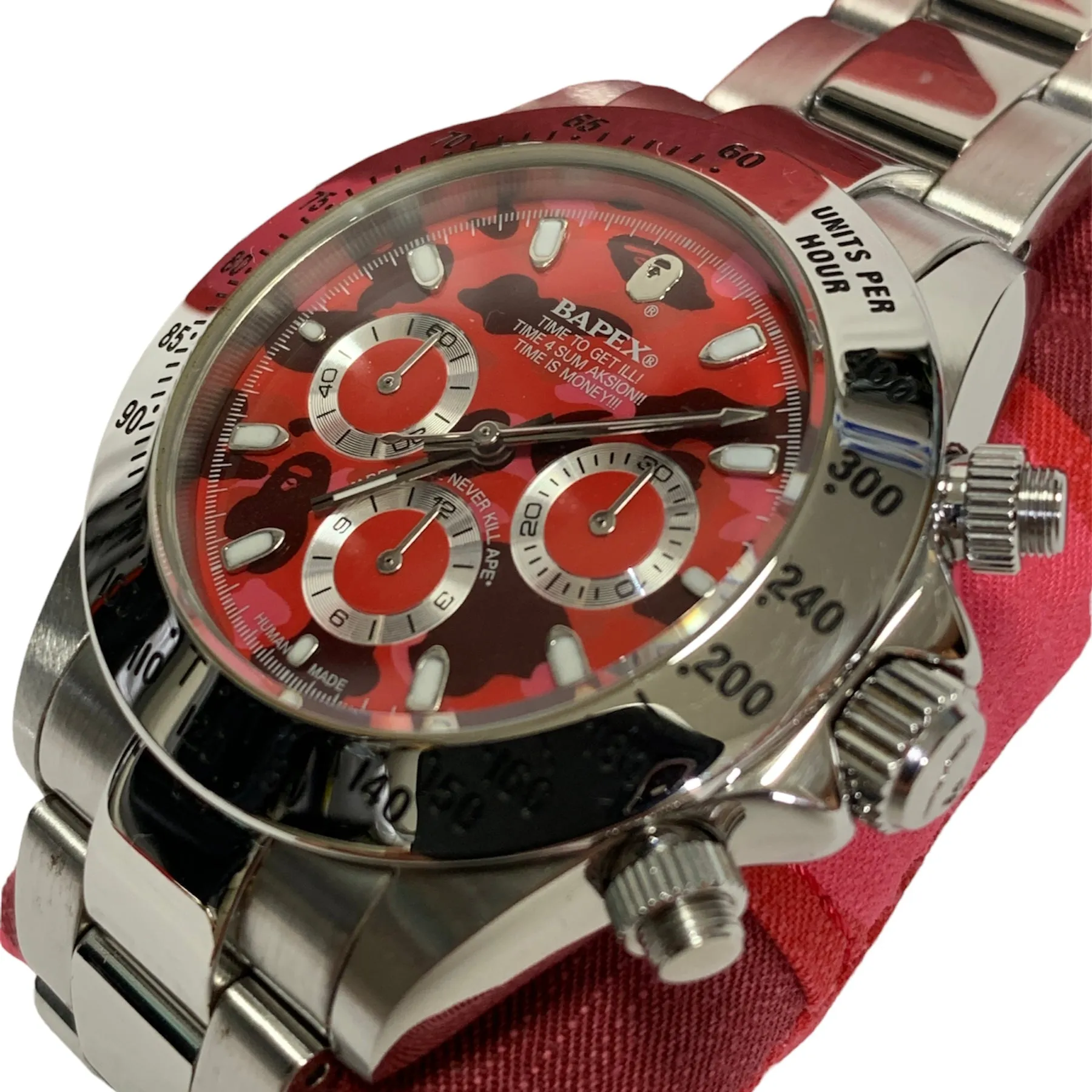 A Bathing Ape Bape Camo Type 3 Daytona Automatic Bapex Watch Red