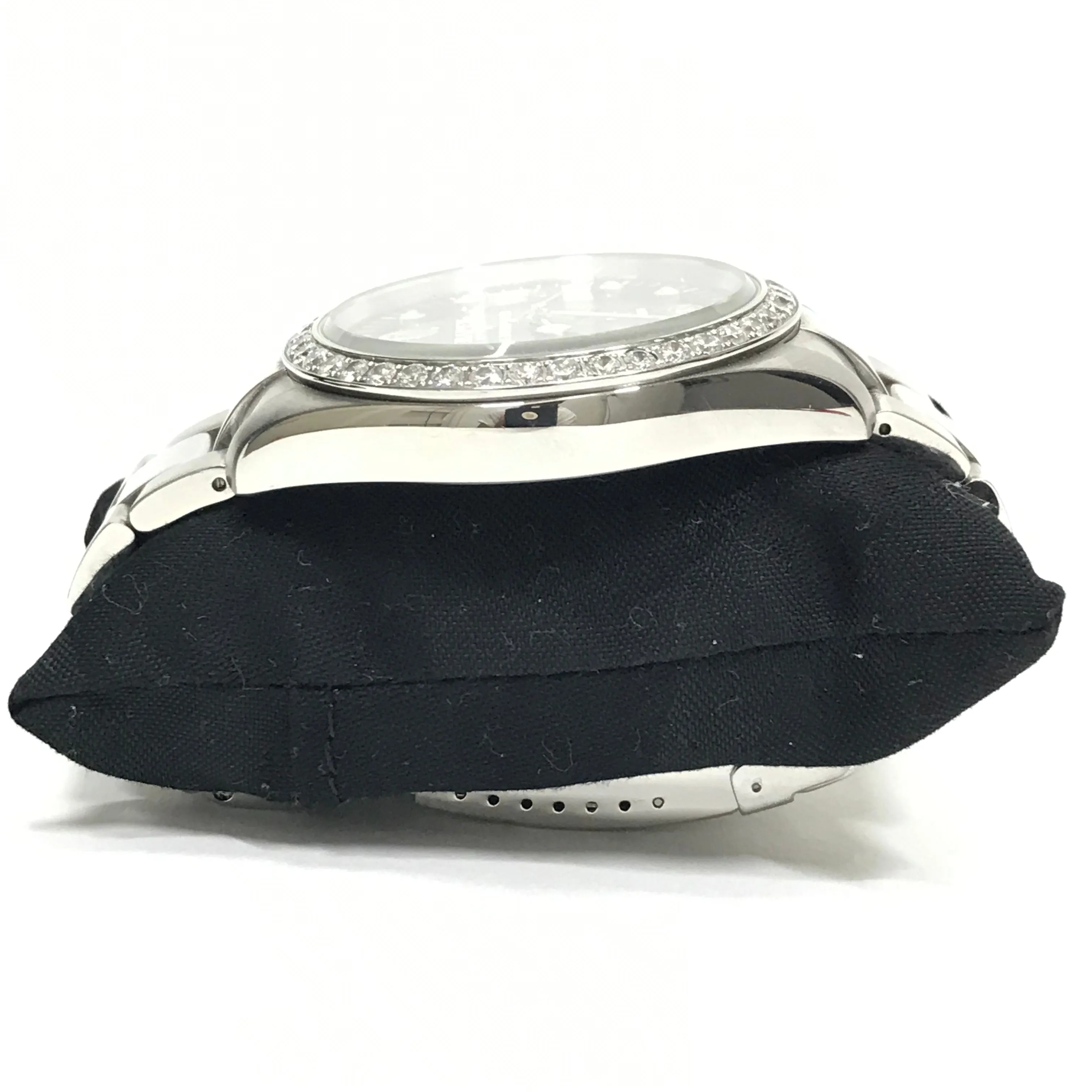 A Bathing Ape Bape Swarovski Crystal Automatic Bapex Big Face Watch Silver
