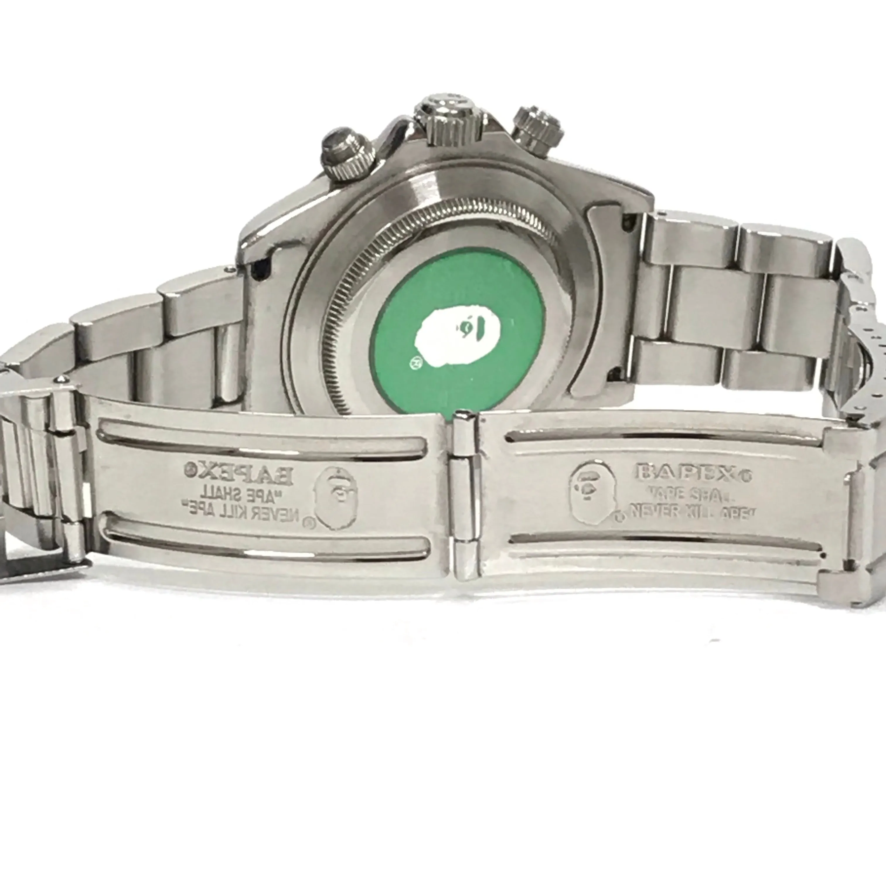 A Bathing Ape Bape Type 3 Camo 'Daytona' Bapex Watch Silver/White