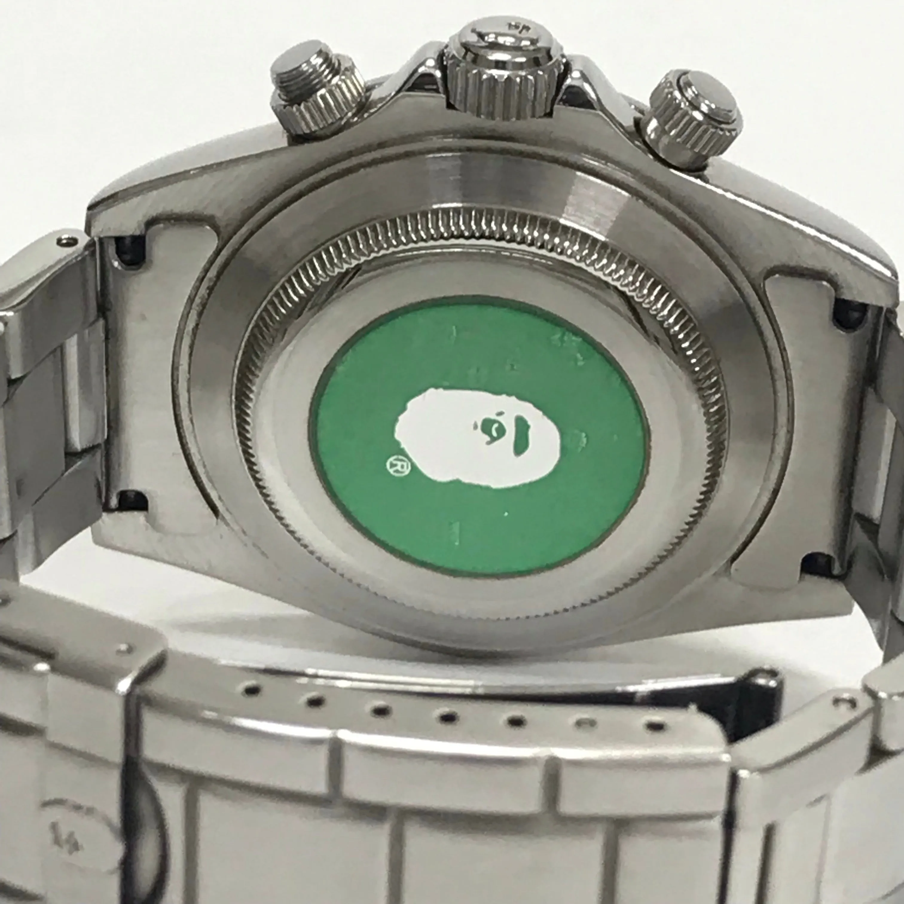 A Bathing Ape Bape Type 3 Camo 'Daytona' Bapex Watch Silver/White