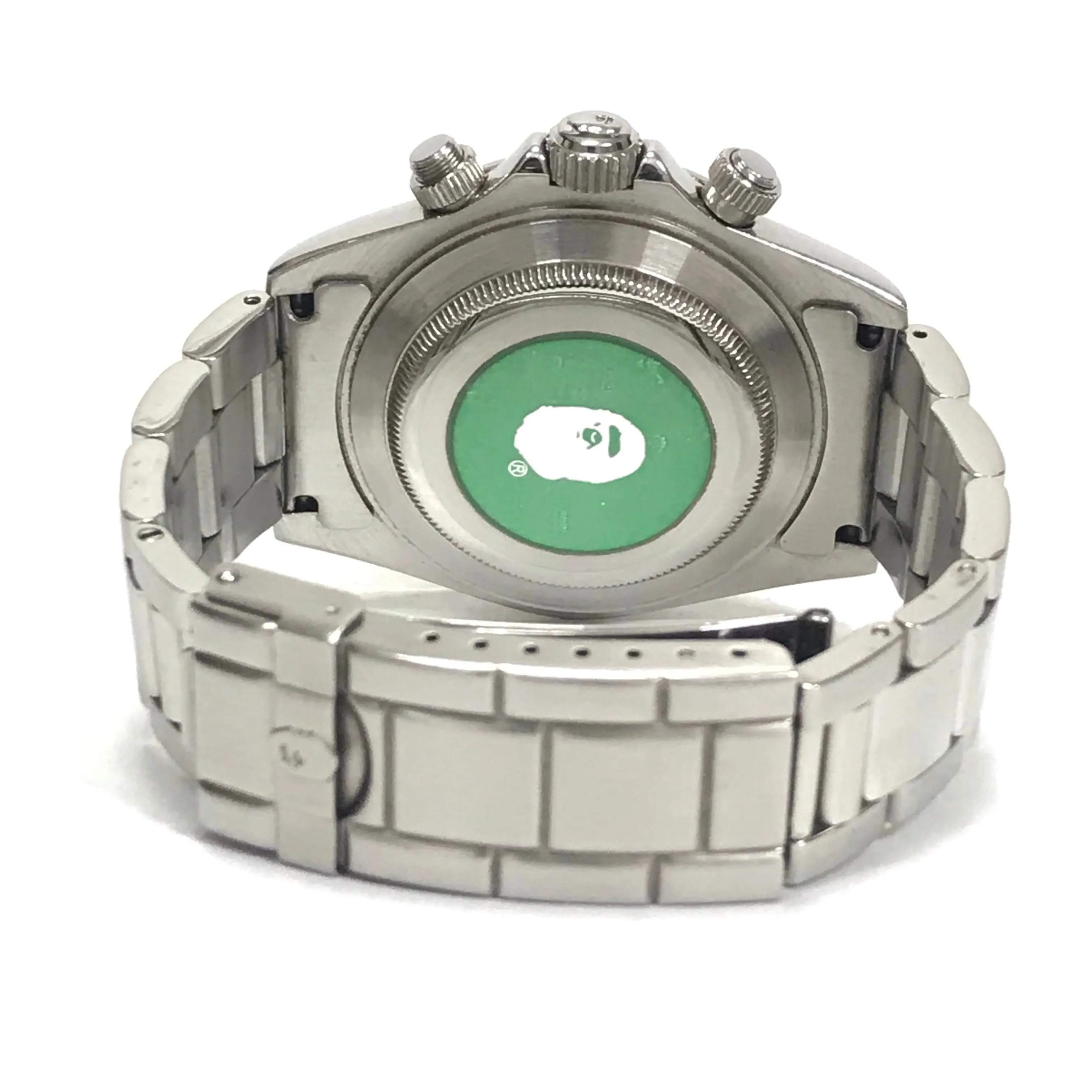 A Bathing Ape Bape Type 3 Camo 'Daytona' Bapex Watch Silver/White