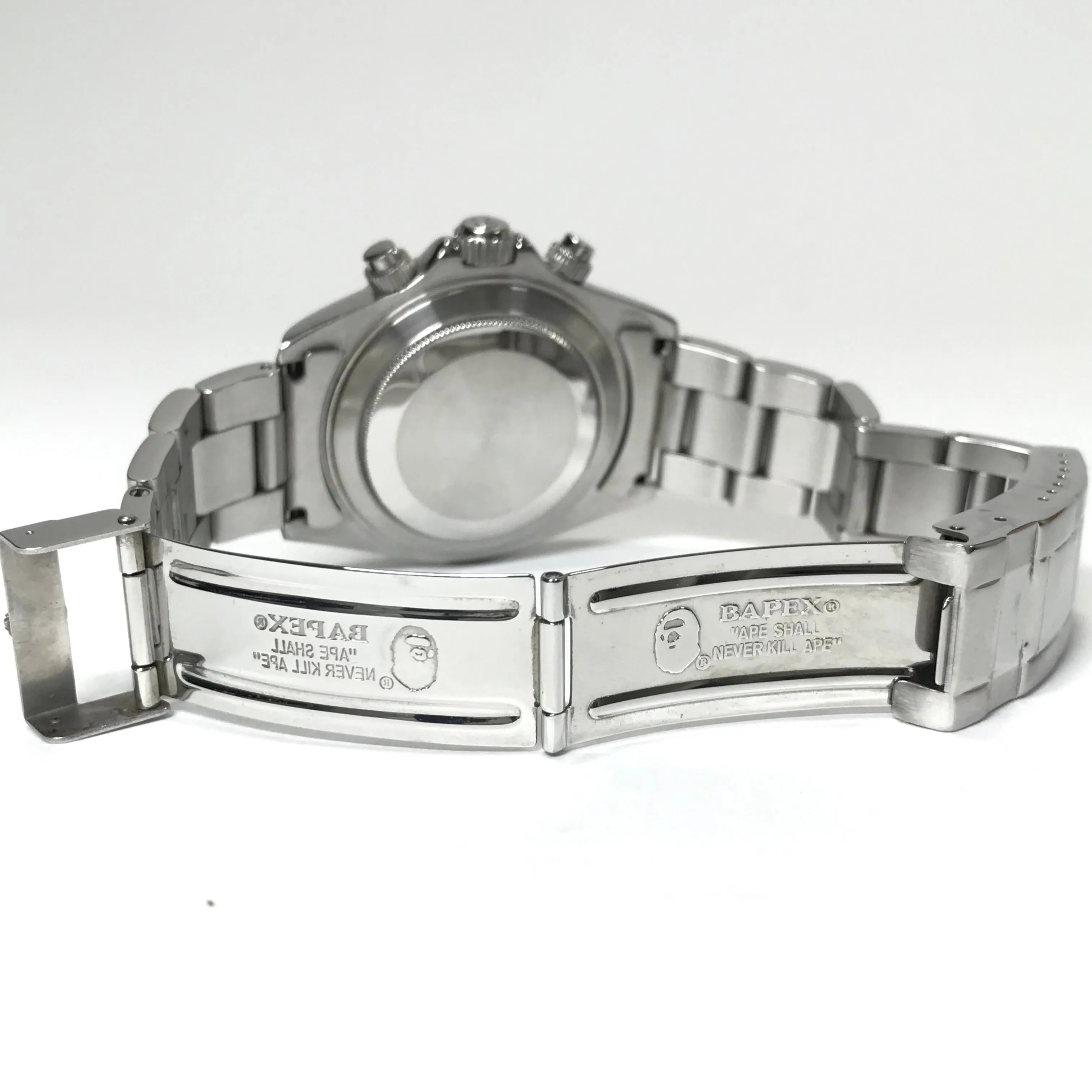 A Bathing Ape Bape Type 3 'Daytona' Bapex Watch Silver/White